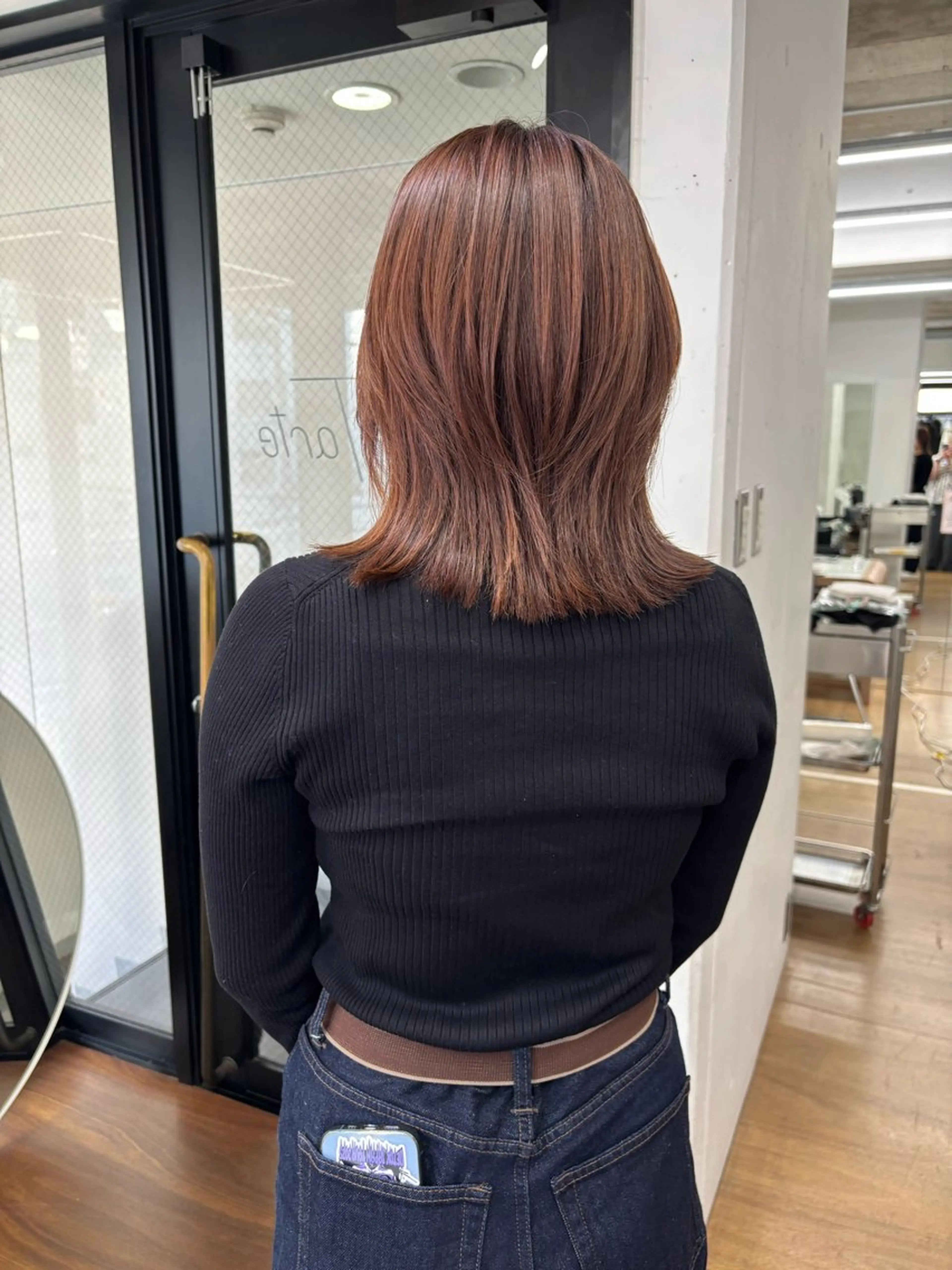 ミディアム ハイレイヤー レイヤーカット カット ヘアカラー トリートメント 柔らかストレートと ツヤカラー/和田陽向のヘアスタイル