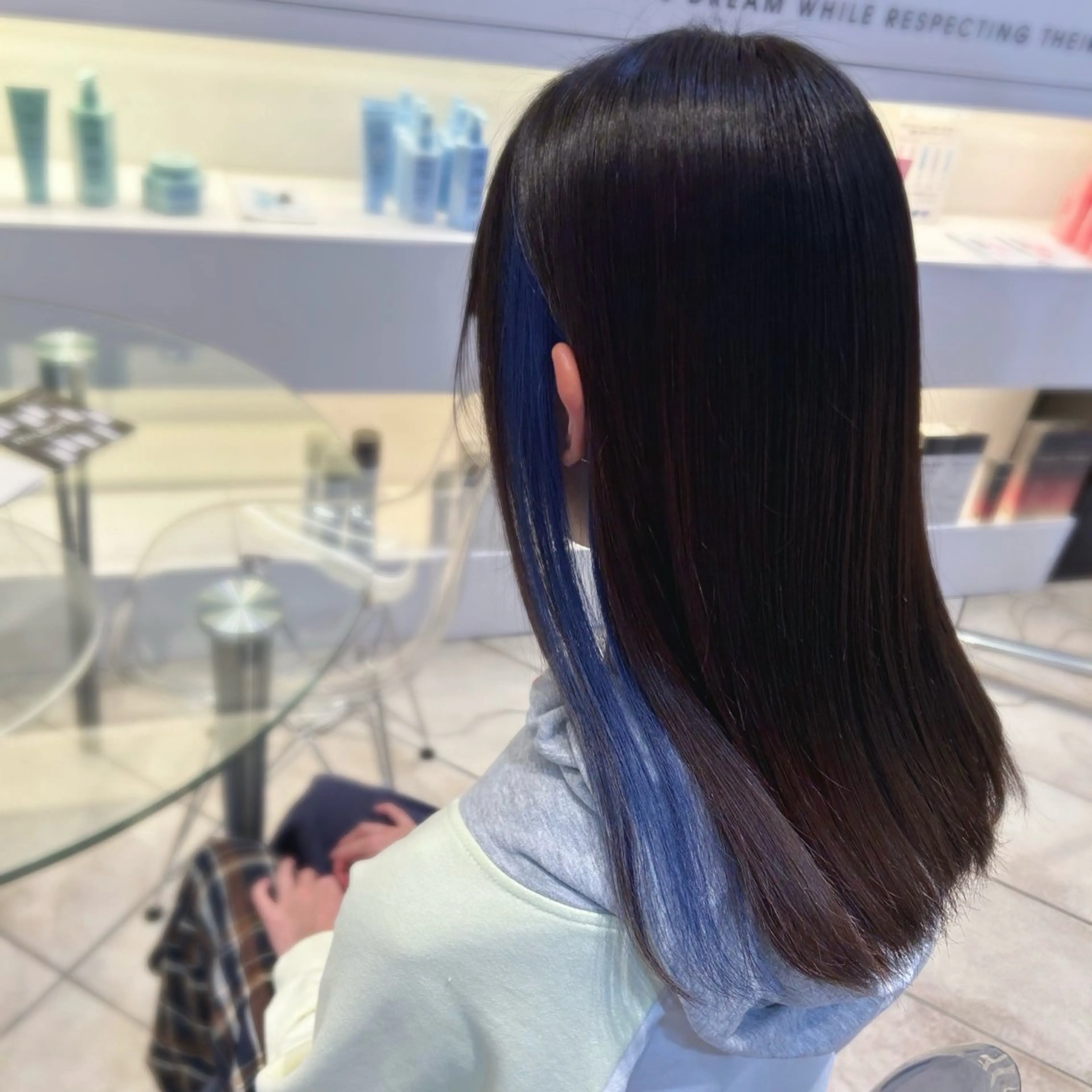 ロング カラー ブリーチ ブルーカラー インナーカラー トリートメント mei 撮影モデル募集中！のヘアスタイル