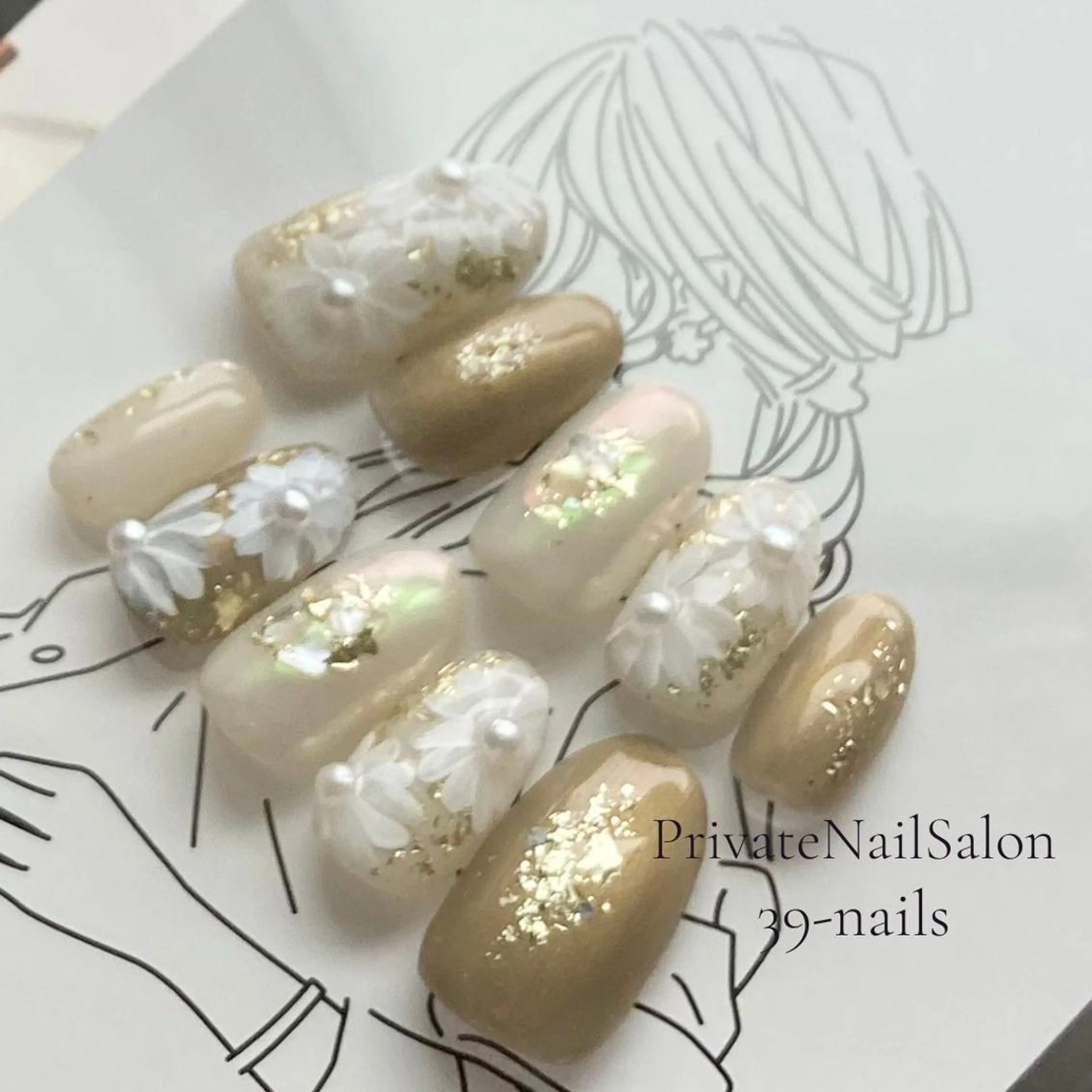 ネイル ジェルネイル パラジェル ブライダルネイル 39-nails EharaMikuのネイルデザイン