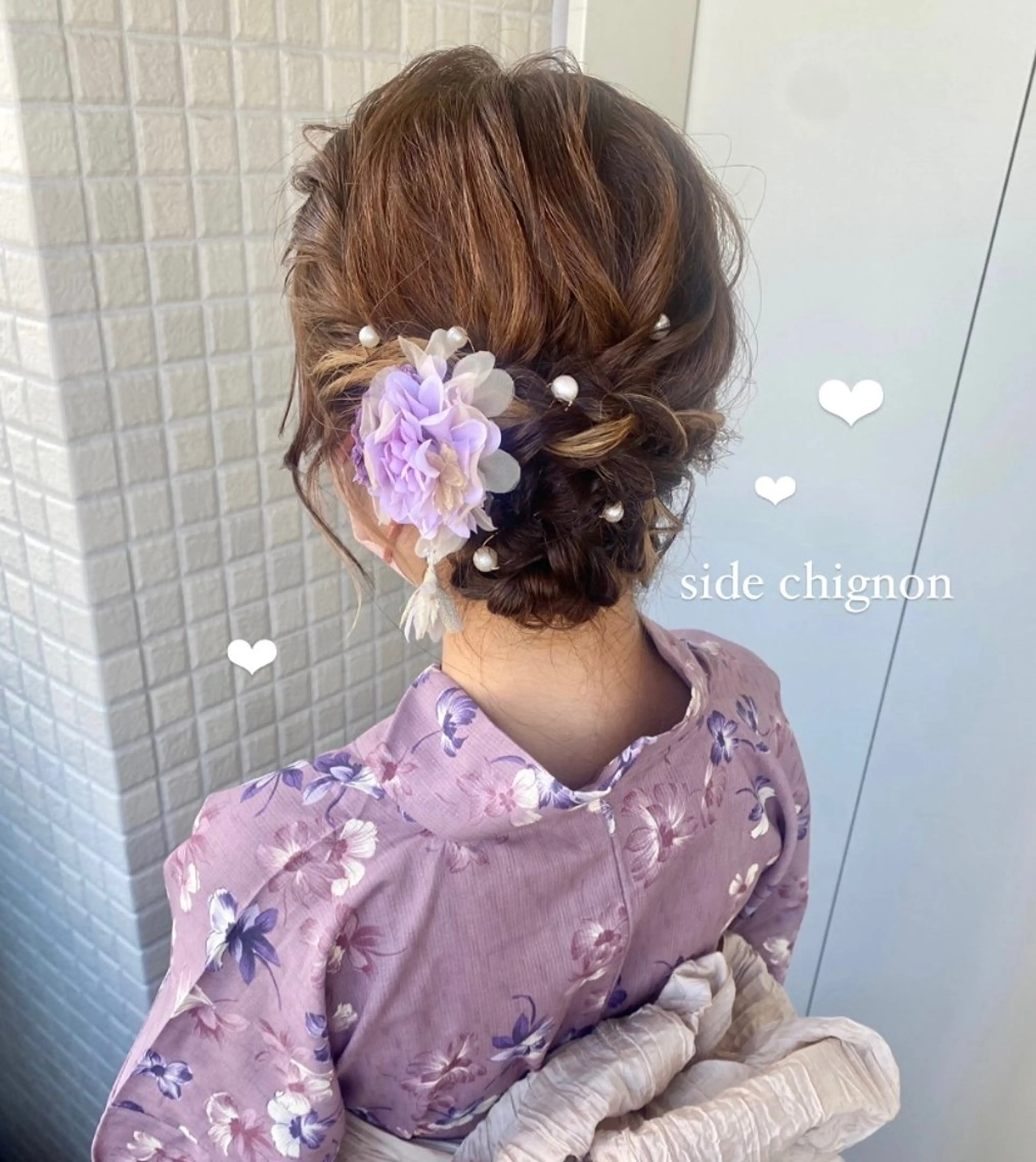 ヘアアレンジ 浴衣 透けるベージュ/ 艶カラー♡のヘアスタイル