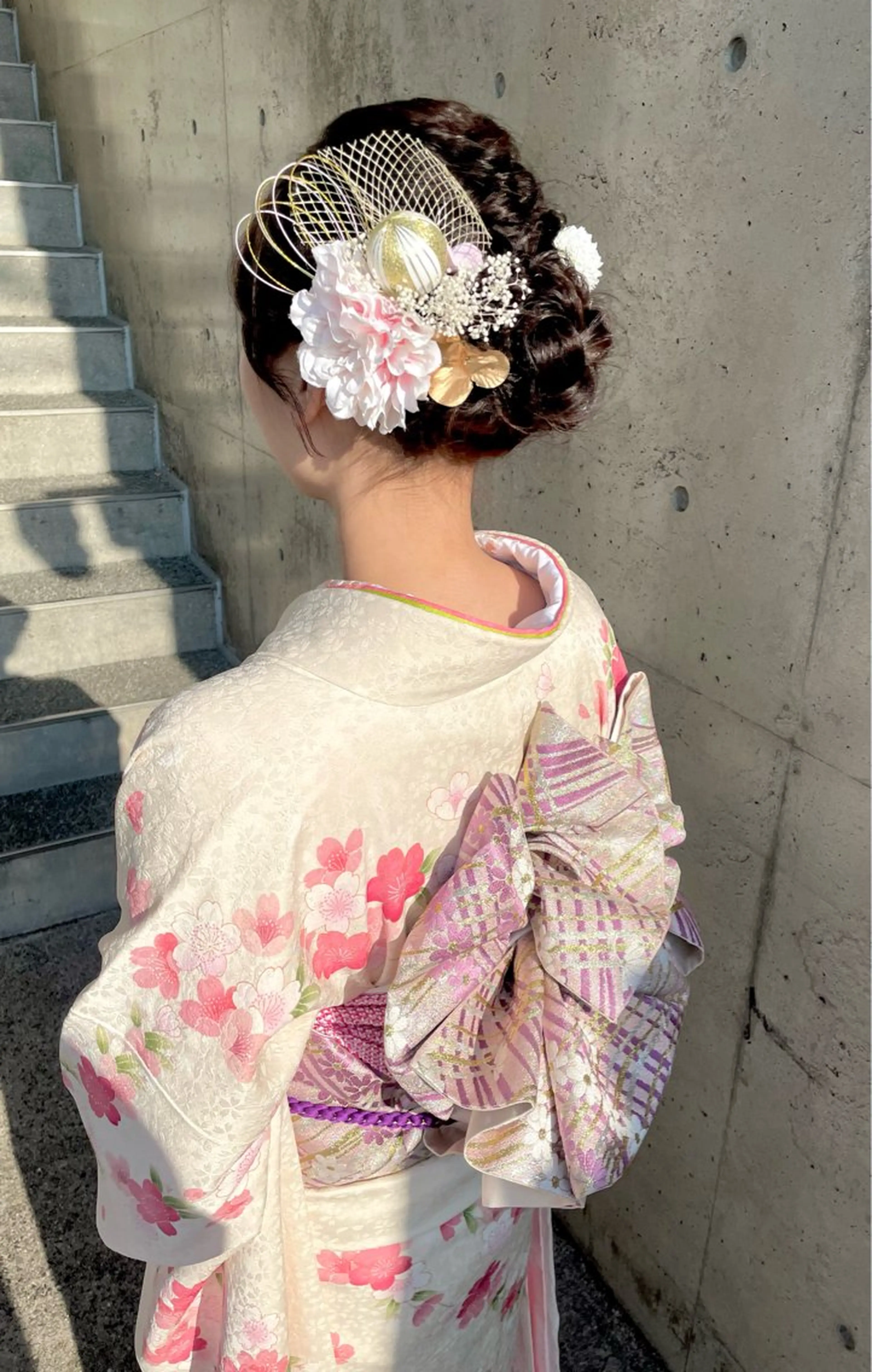 セミロング ヘアアレンジ 成人式 着物ヘア ヘアセット hair  design  ALBERO所属・日高 香織のヘアスタイル