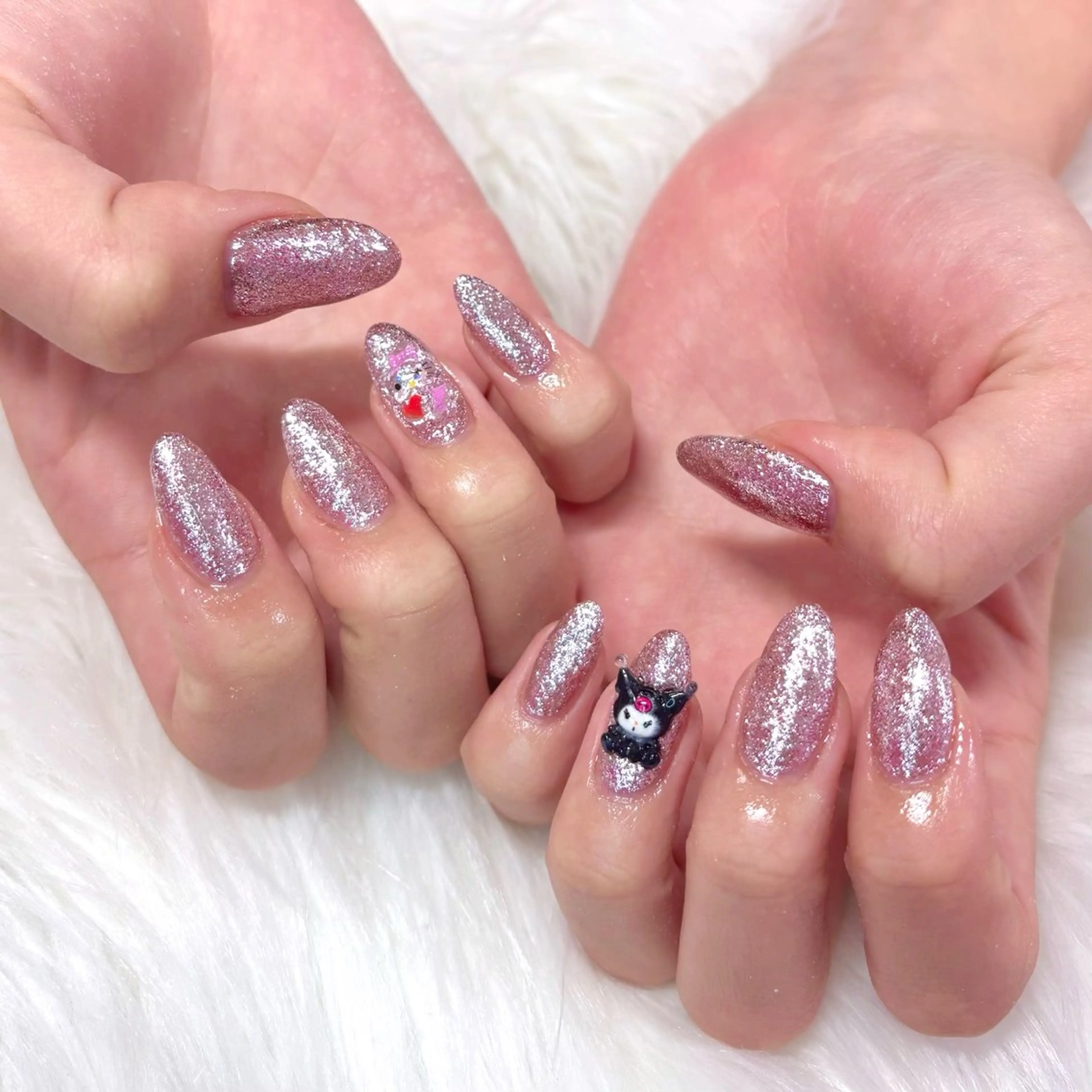 ネイル キラキラネイル ラメ(グリッター) ピンク ハンドネイル Noix nailのネイルデザイン
