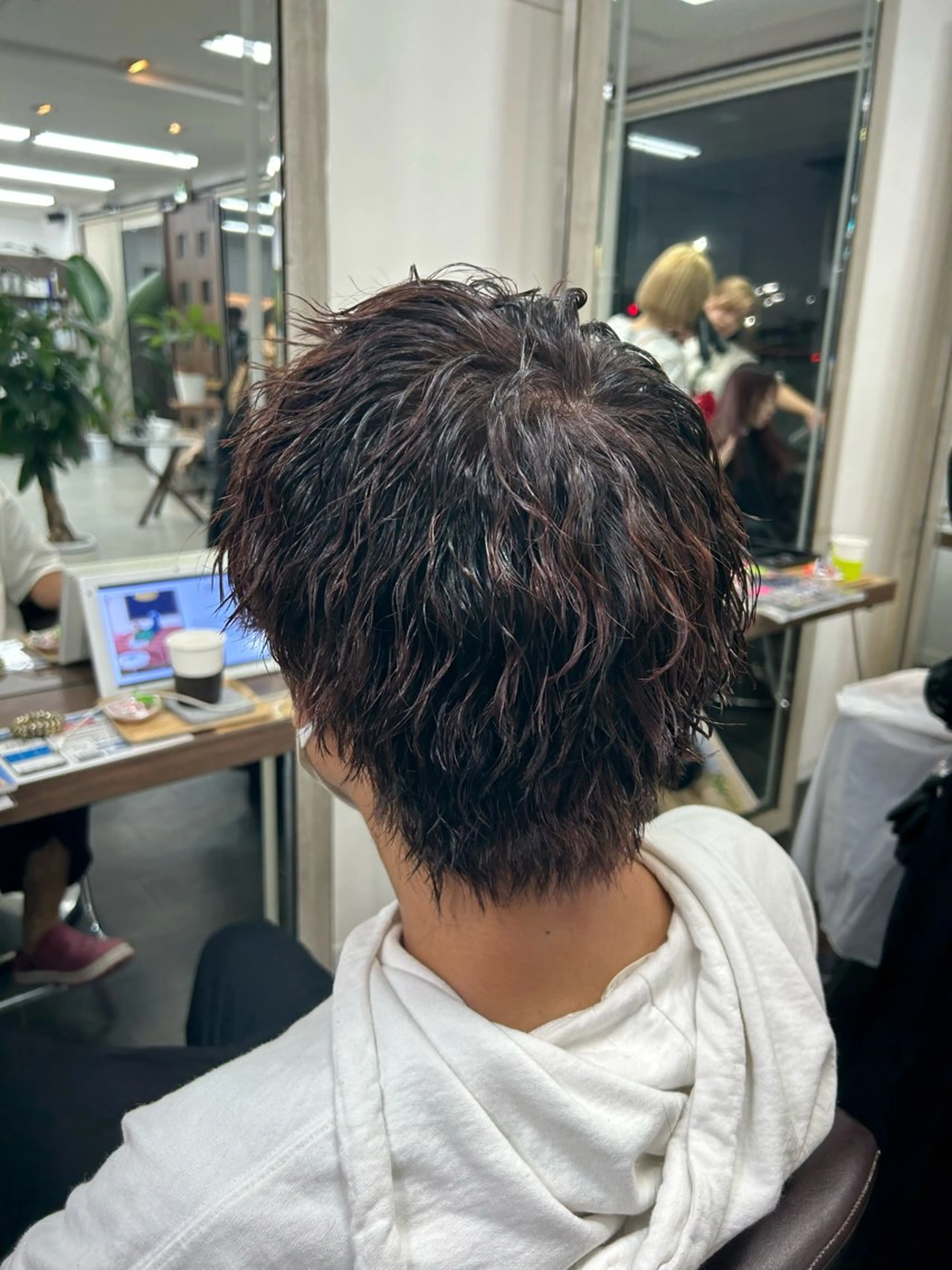 ショート パーマ メンズ メンズウルフカット ウルフカット カット ヘアカラー パーマ メンズパーマの達人 /タカシマ　ダイスケのヘアスタイル