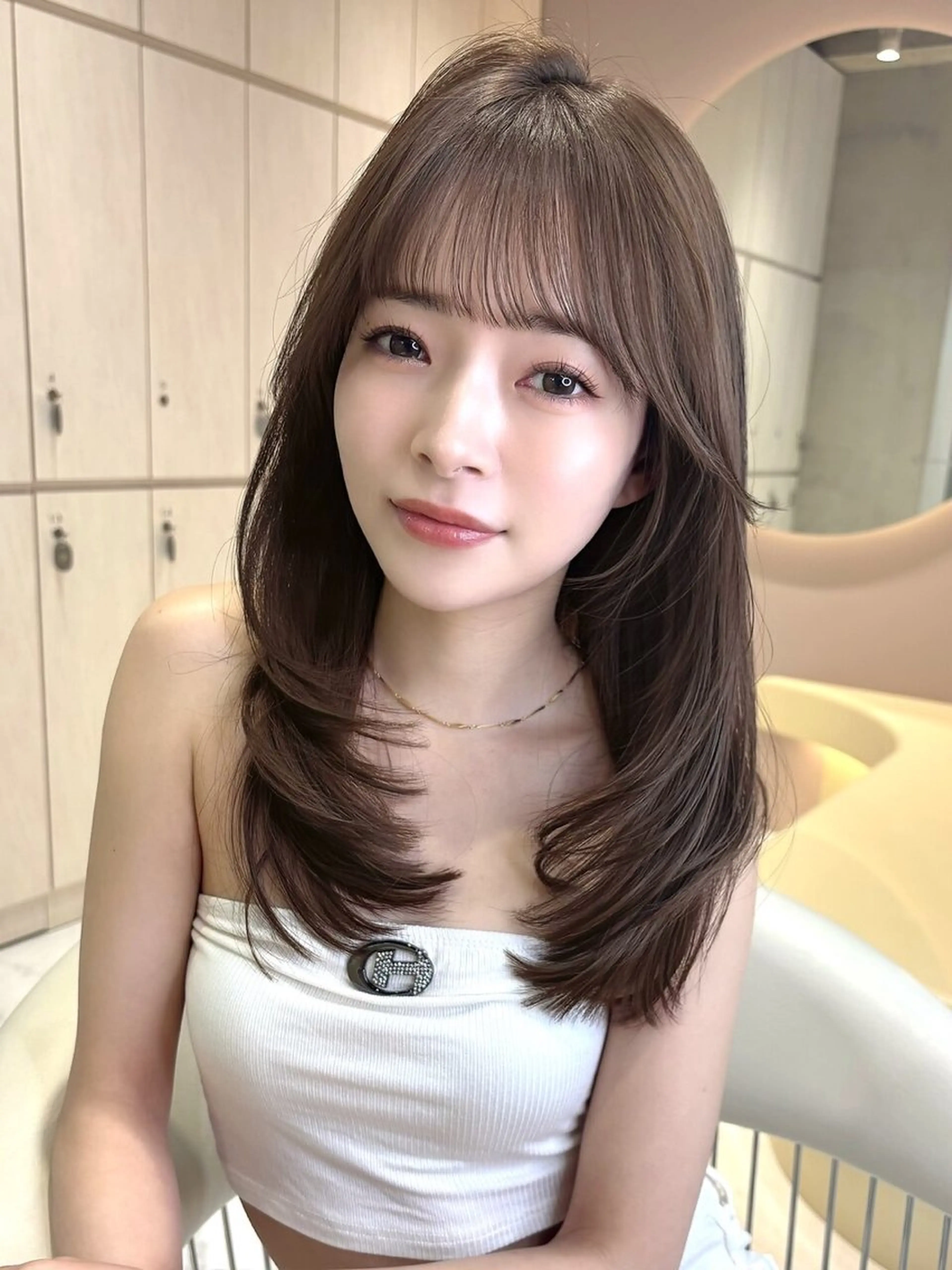 ロング カラー 透明感カラー 韓国風ヘア 縮毛矯正 トリートメント カット ヘアカラー 縮毛矯正 大宮韓国風レイヤー 吉田こうすけのヘアスタイル