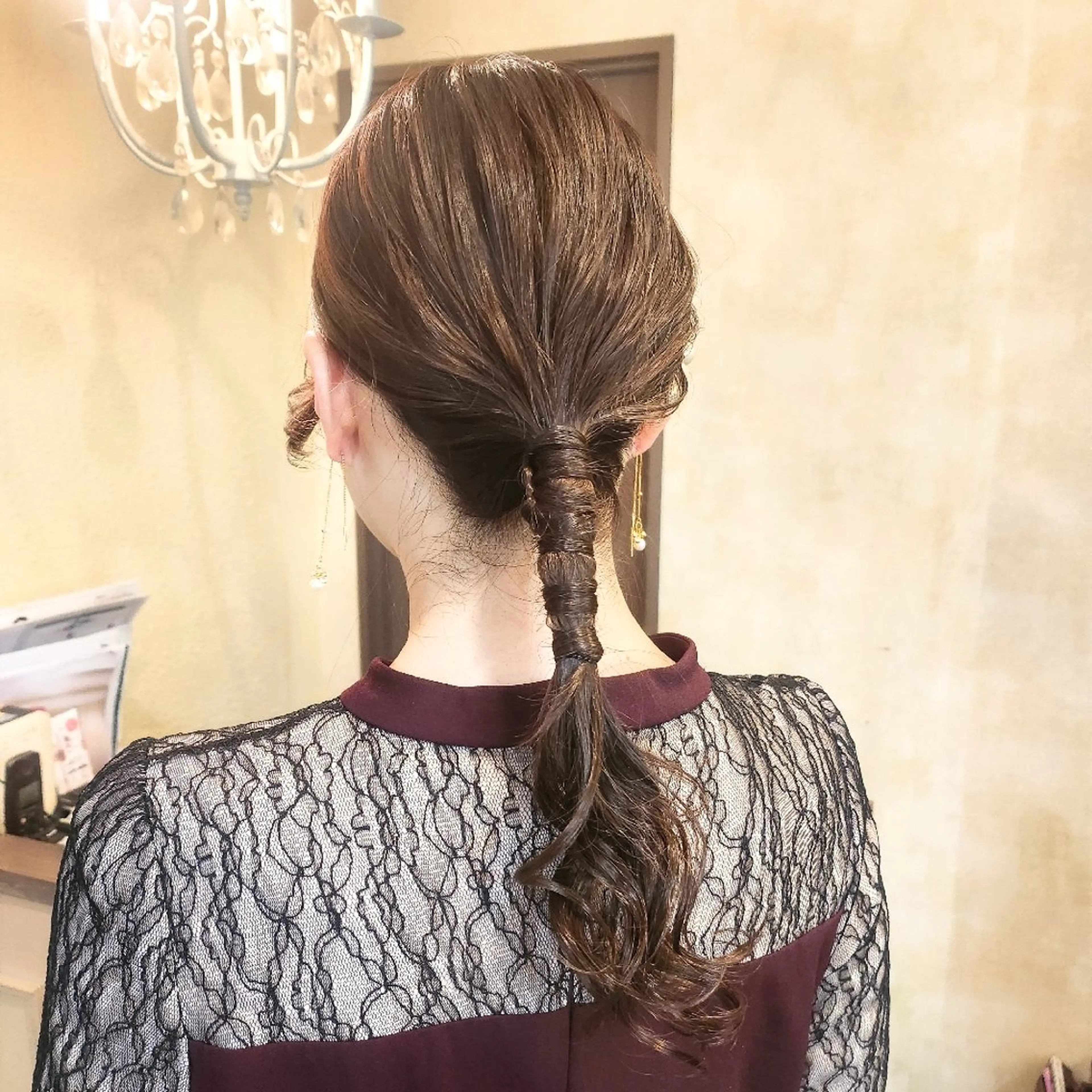 セミロング ヘアアレンジ ヘアセット 田井中 悠紀のヘアスタイル