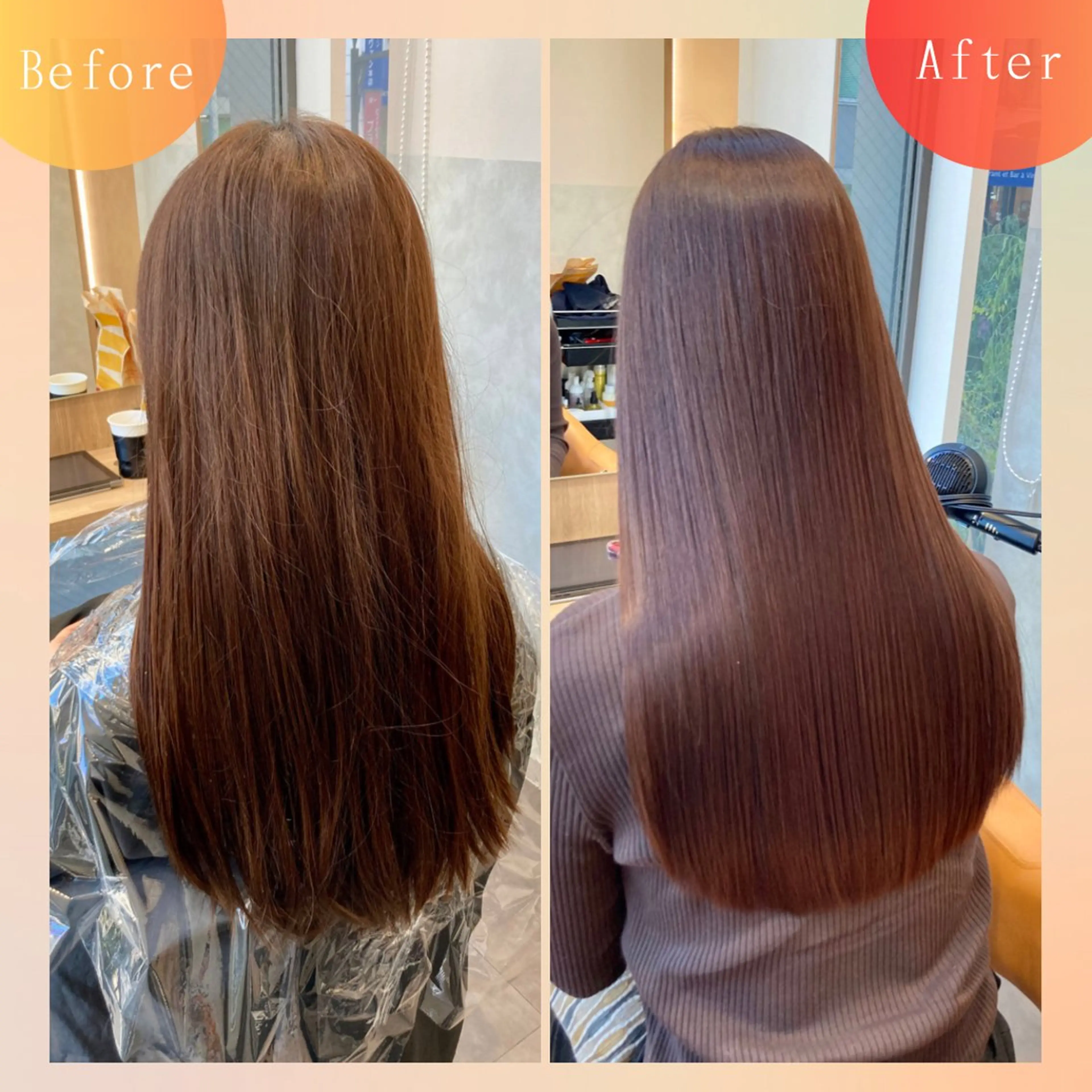 ロング ボブ エギョモリ 髪質改善 ヨシンモリ 韓国風ヘア 自然で柔らかい縮毛 矯正✨松尾郁哉のヘアスタイル