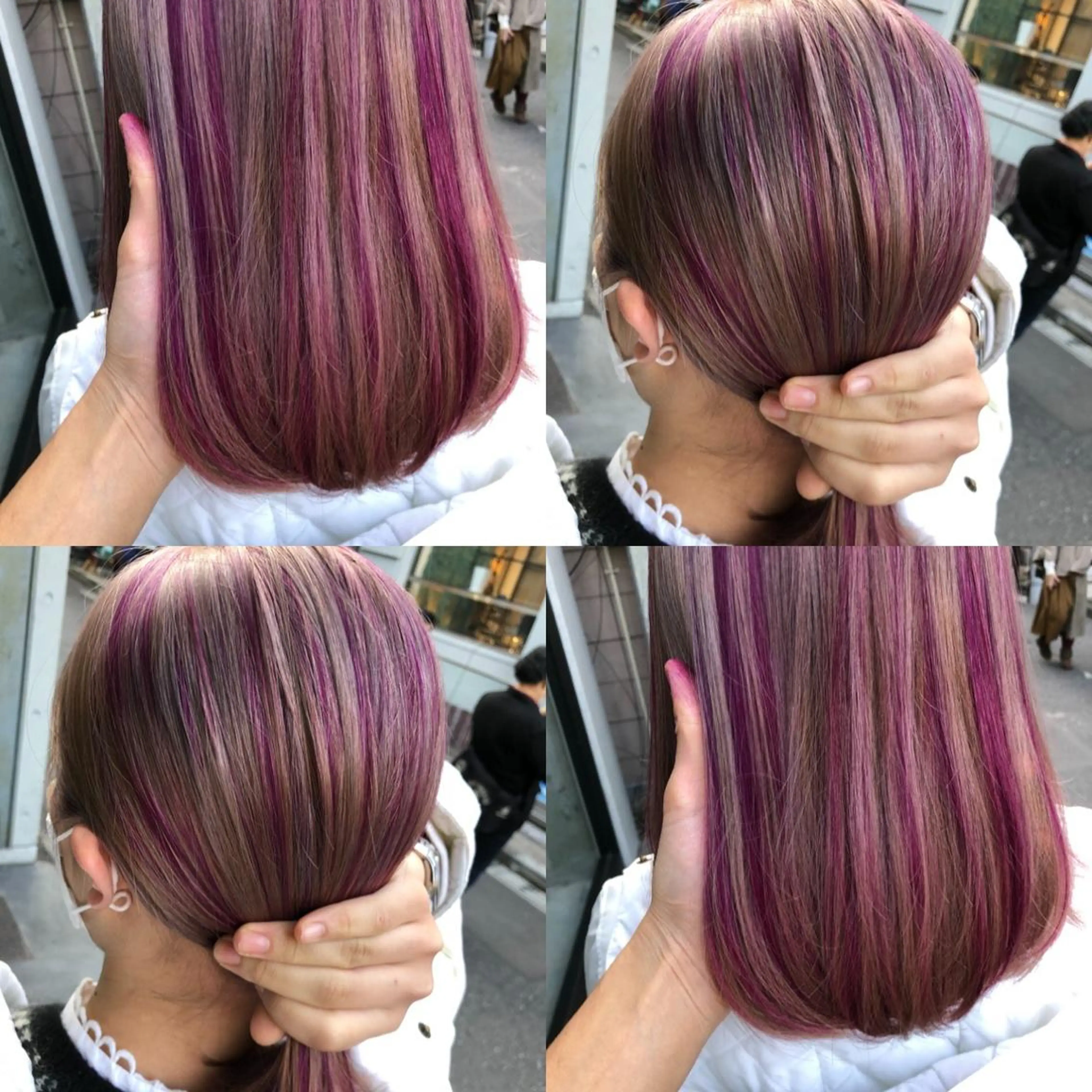 セミロング カラー ハイライトカラー ピンクカラー ハイライト カット ヘアカラー トリートメント 原宿サロン代表 デザインカラー伊藤卓のヘアスタイル