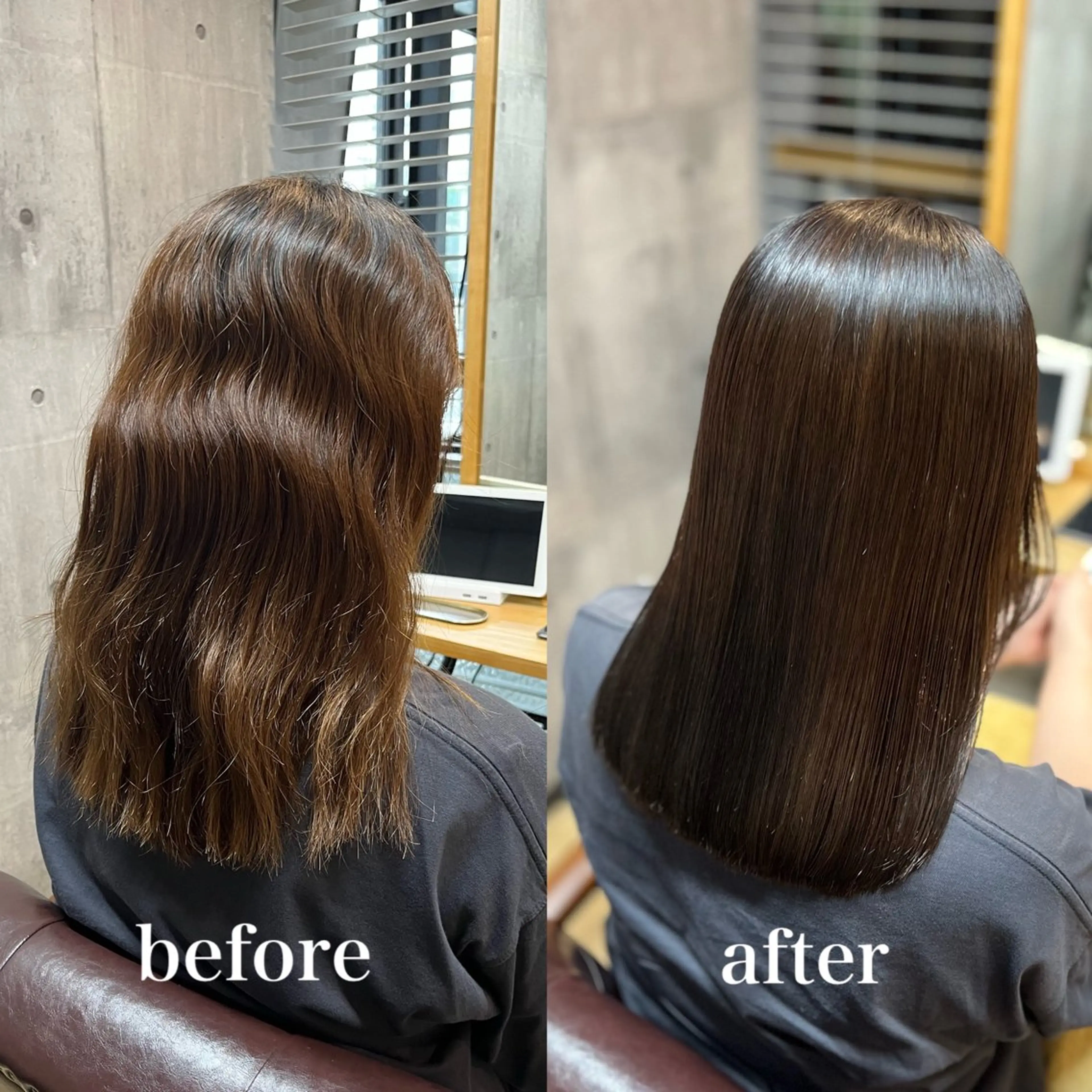 ミディアム カット 縮毛矯正 トリートメント 艶髪🌈ムラカミ サキのヘアスタイル