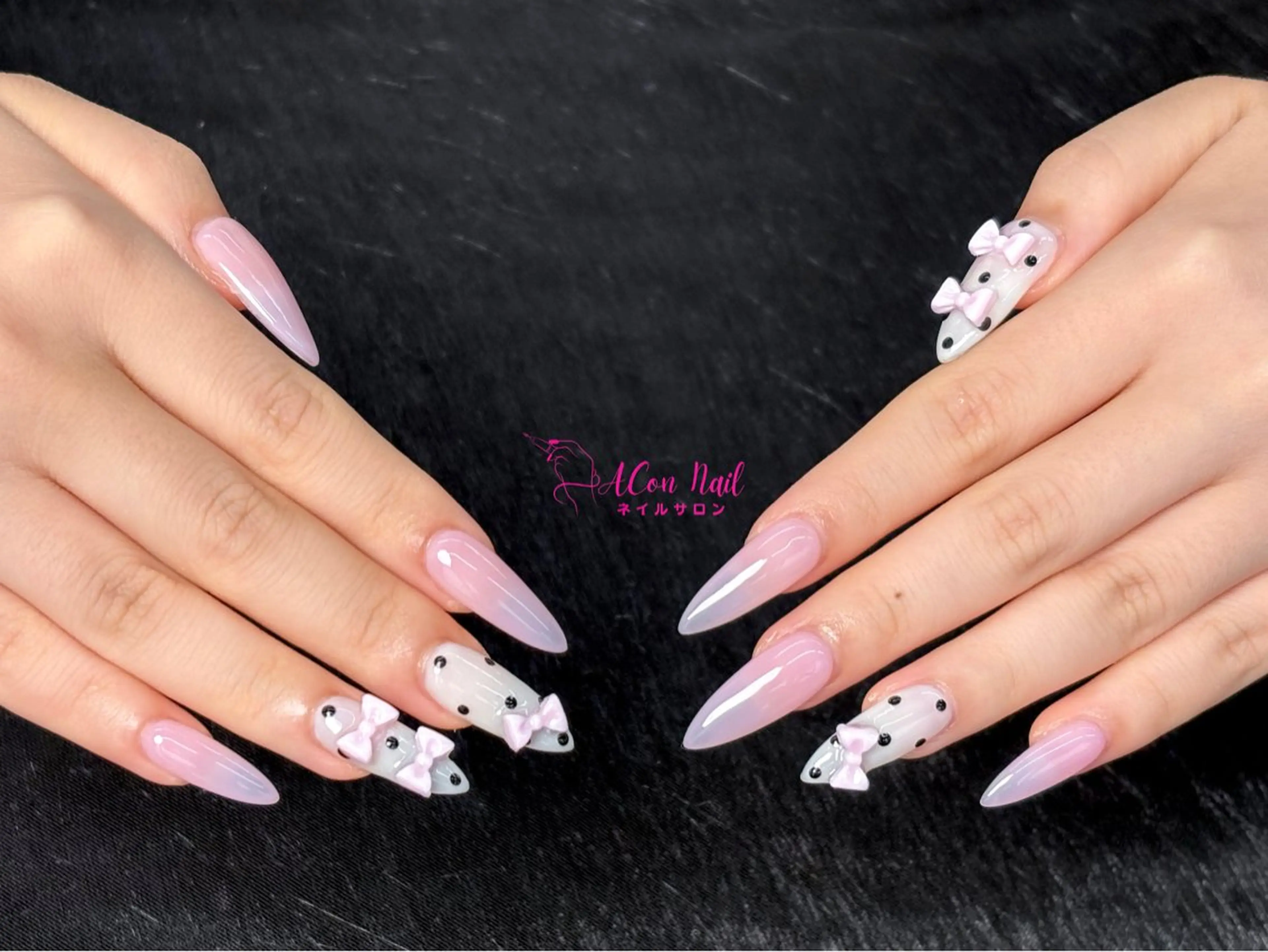 ネイル 桜ネイル 長さ出し フラワーネイル フレンチネイル ジェルネイル ハンドネイル AConNailSalon所属・ACon NailSalonのネイルデザイン