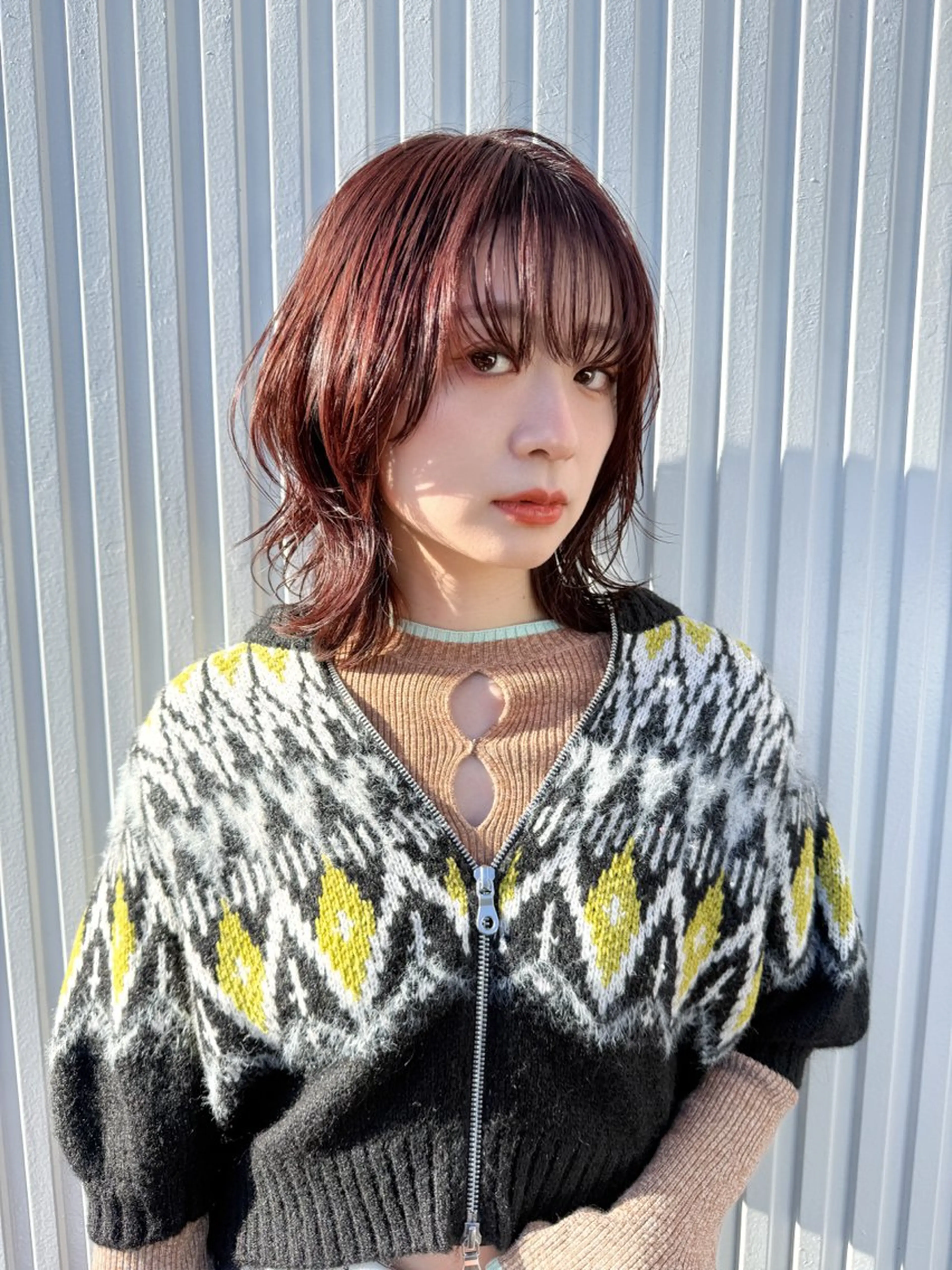 ミディアム ボブレイヤー ボブ くびれヘア 髪質改善 韓国風ヘア ボブ・レイヤー・縮毛 /内藤康太のヘアスタイル