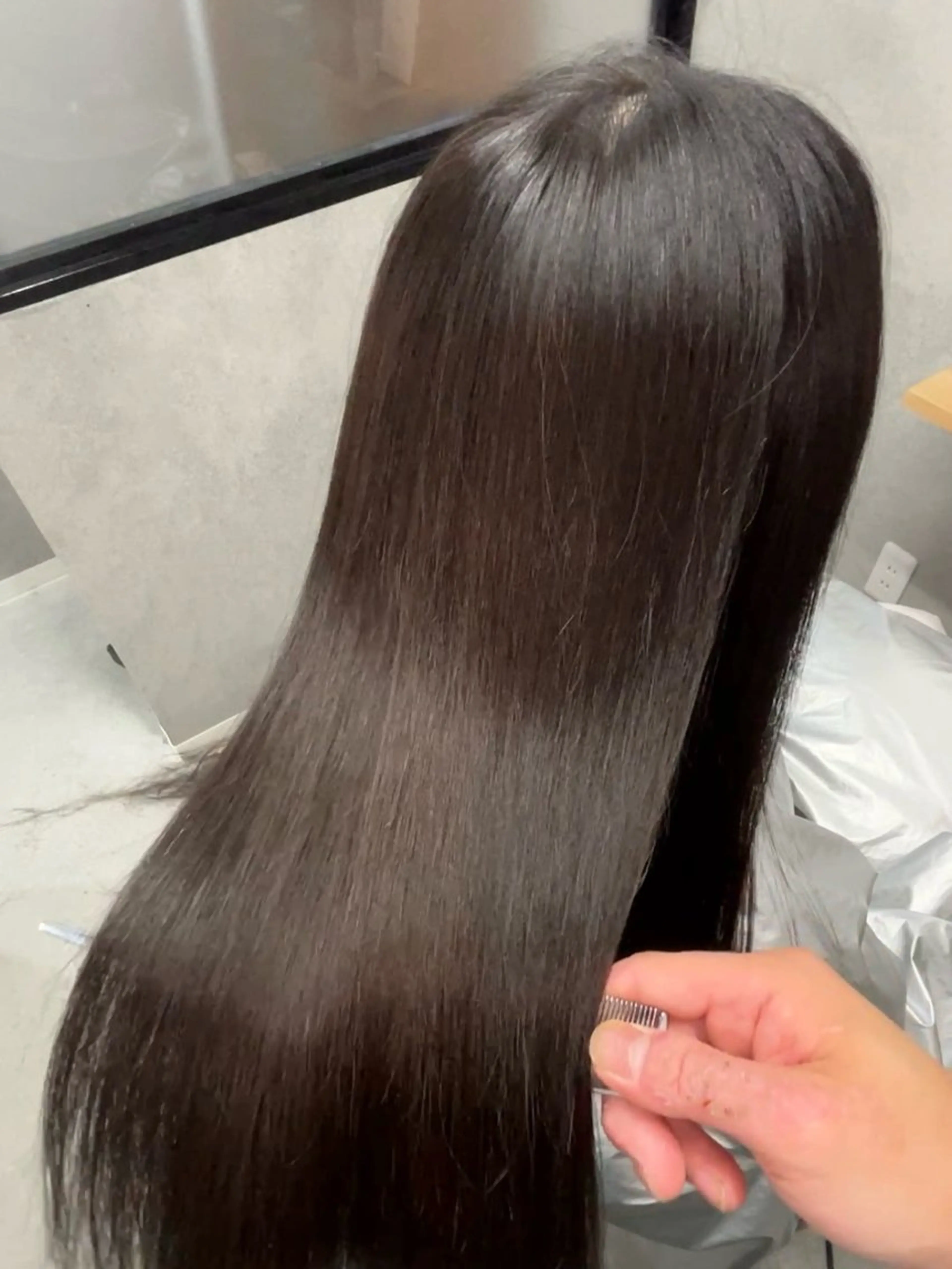 セミロング ケアカラー ヘアカラー 縮毛矯正 縮毛矯正/透明感 グレージュ/辻部雅人のヘアスタイル
