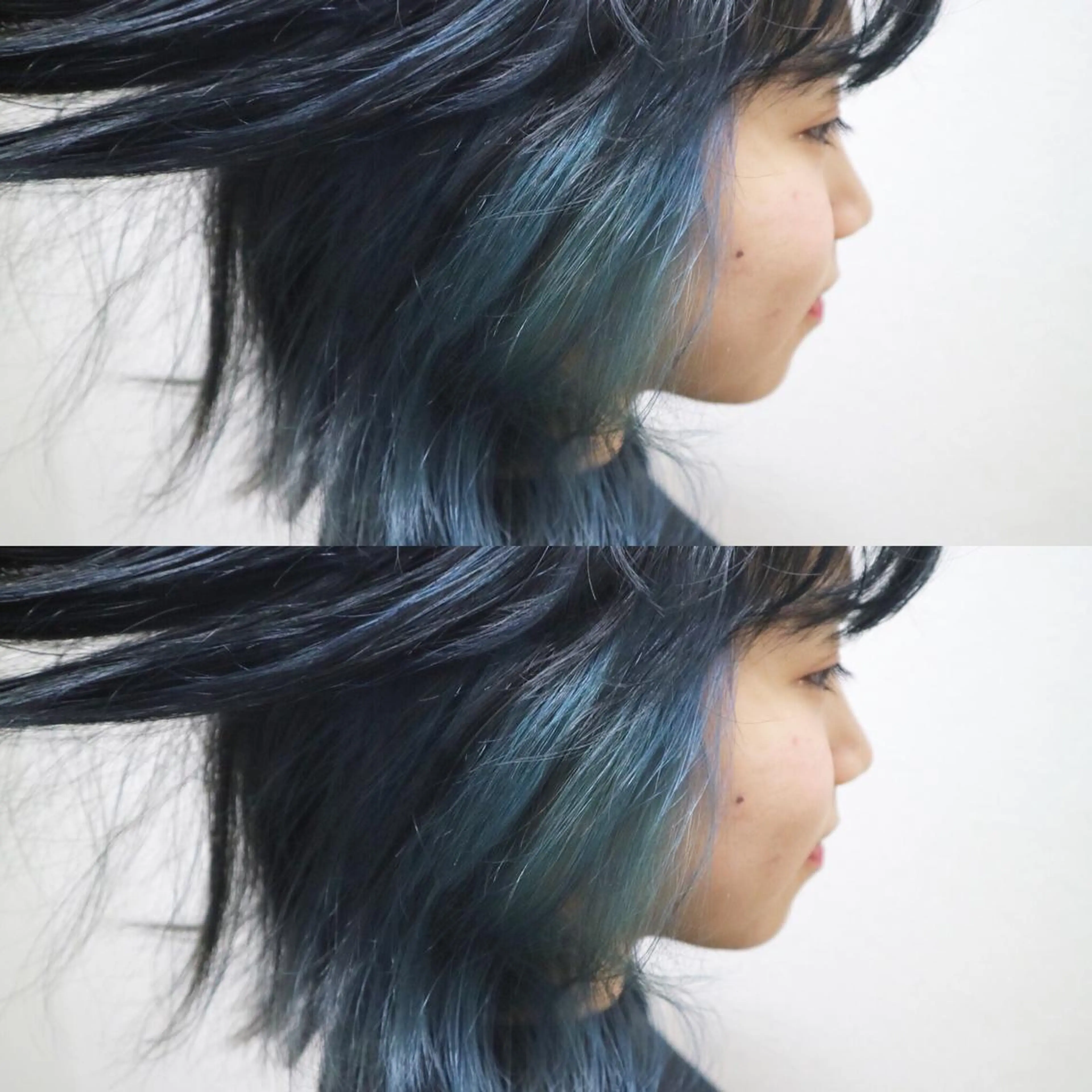 ミディアム カラー アディクシーカラー ブリーチ ブルーカラー ヘアカラー JIL BLAN 京都のヘアスタイル