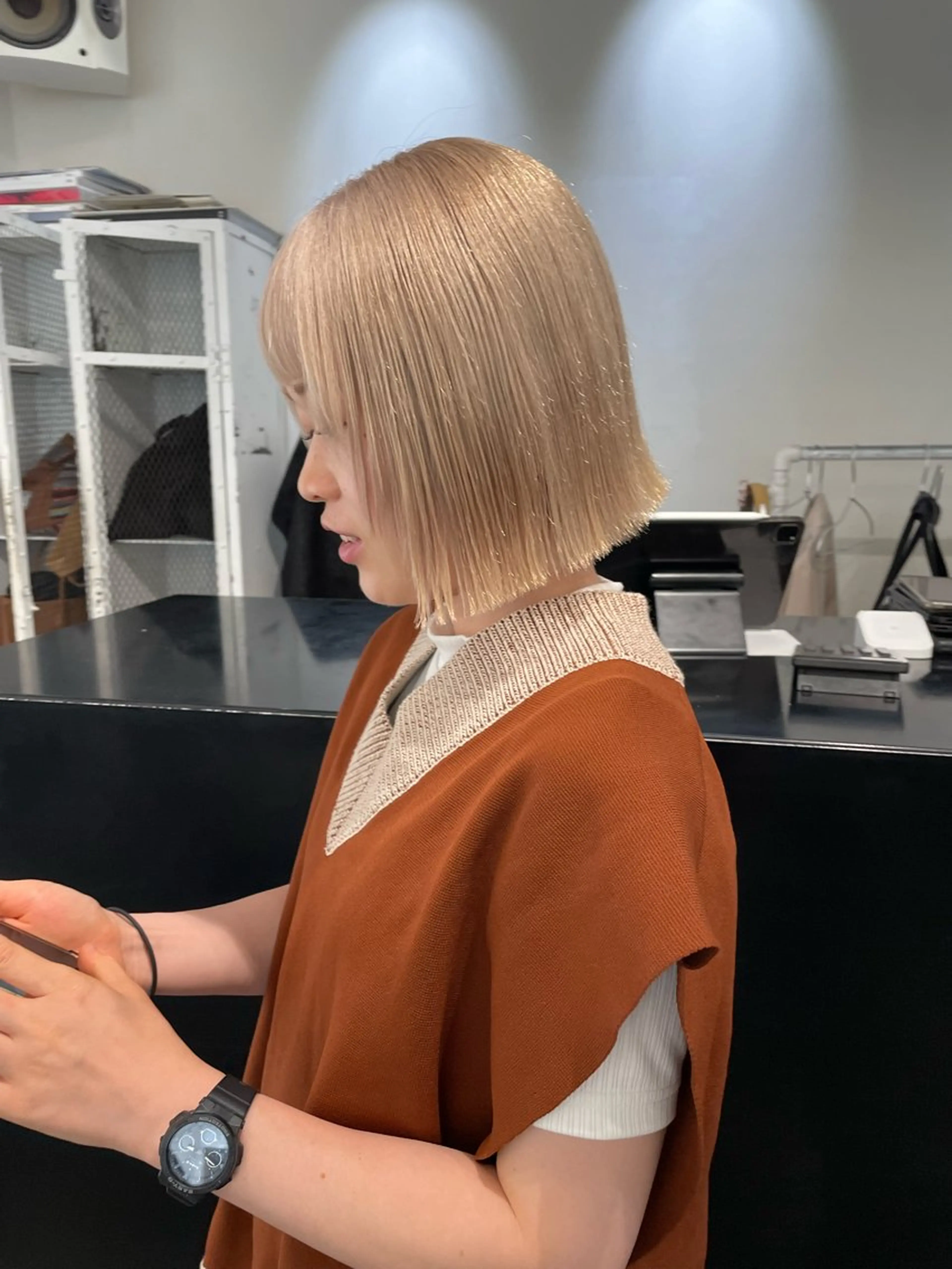ミディアム カラー ヘアアレンジ ブリーチ ブロンド カット パーマ 💗艶髪ハイトー ンAYAKA💗のヘアスタイル
