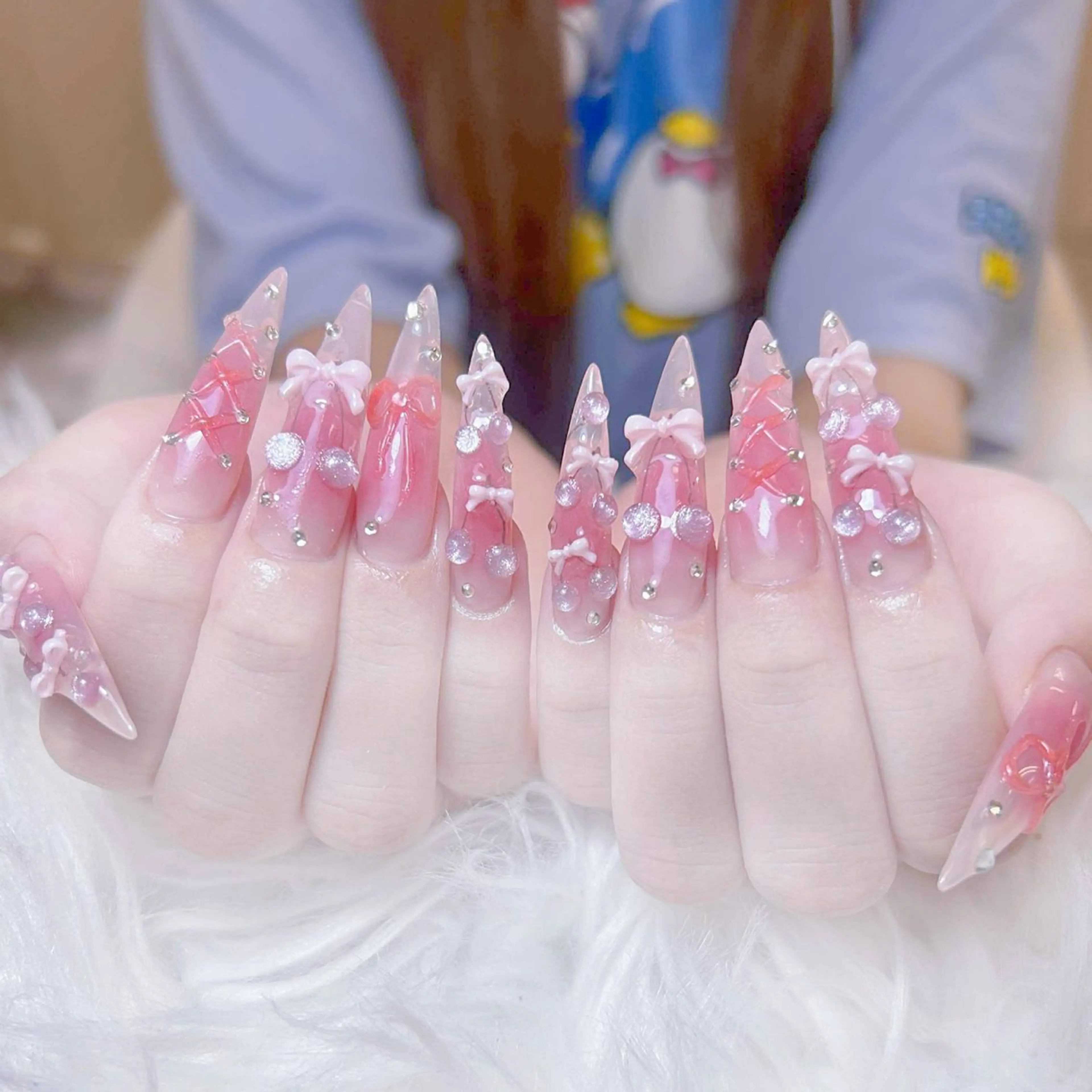 ネイル チークネイル 長さ出し フットネイル マグネットネイル 持ち込み ハンドネイル ANH NAIL ゴテゴテ専門店💎のネイルデザイン