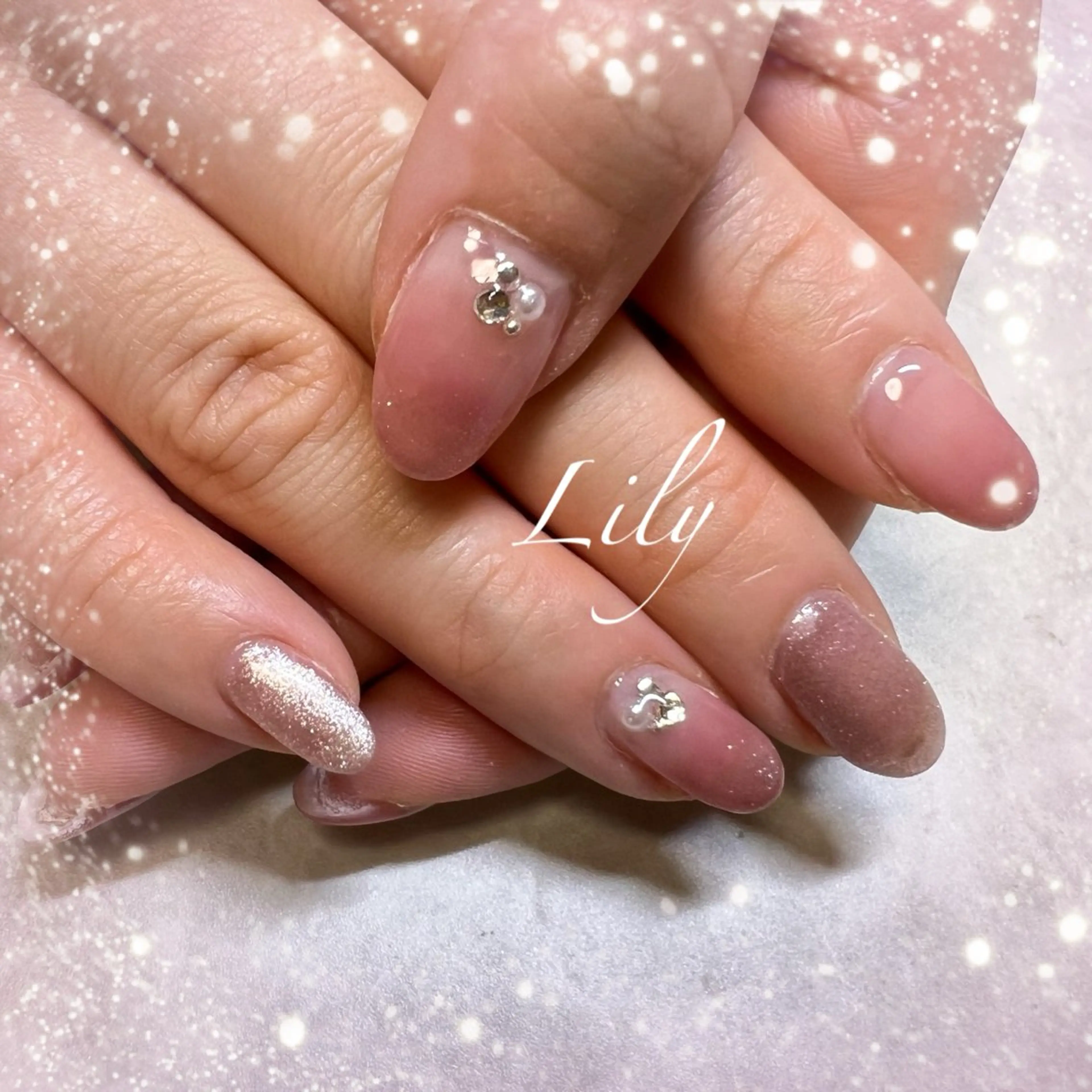 ネイル グラデーション マグネットネイル ハンドネイル Nailsalon Lilyのネイルデザイン