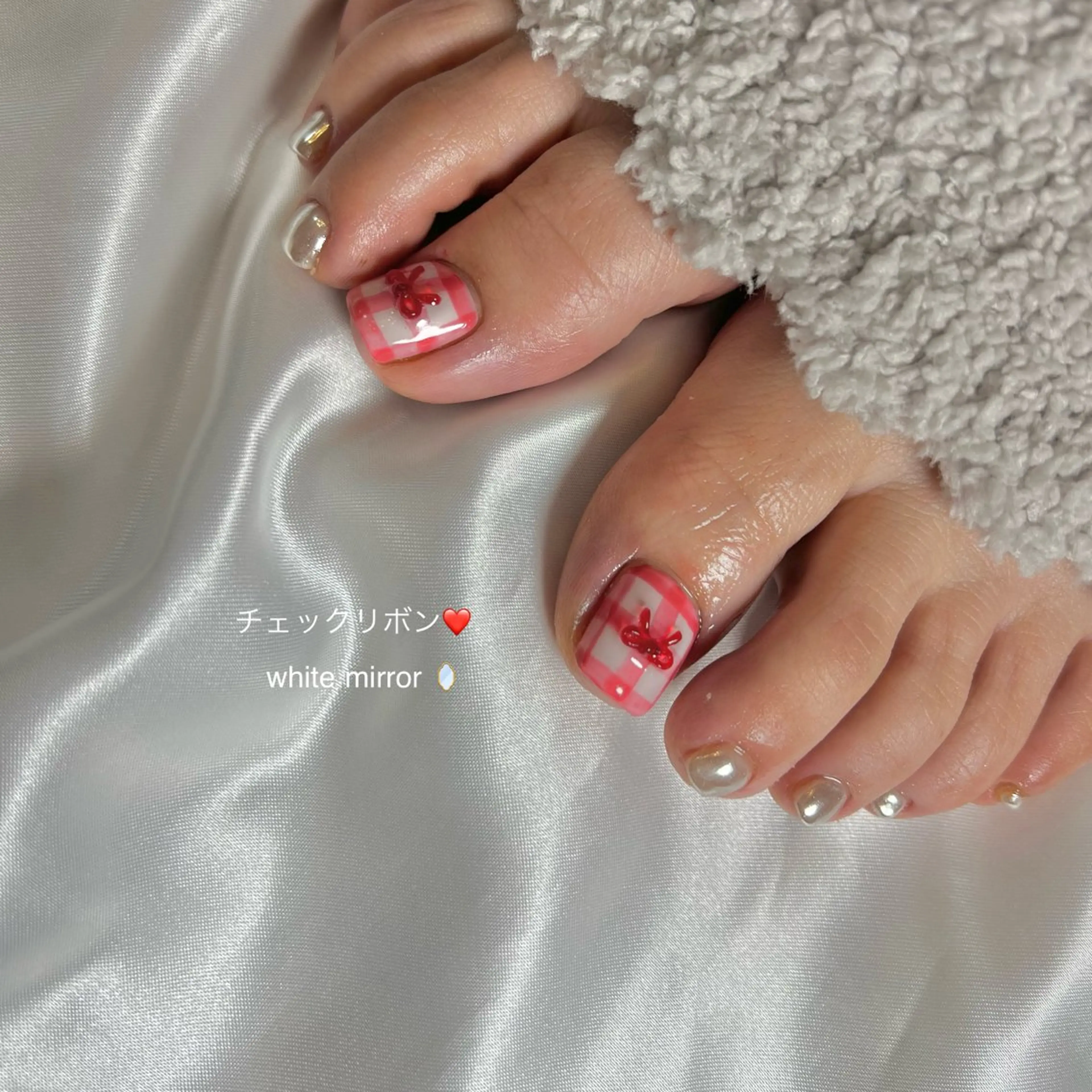 ネイル リボン フットネイル Nail Salon&School REPLENDA所属・REPLENDA/ azusa(石井梓)のネイルデザイン
