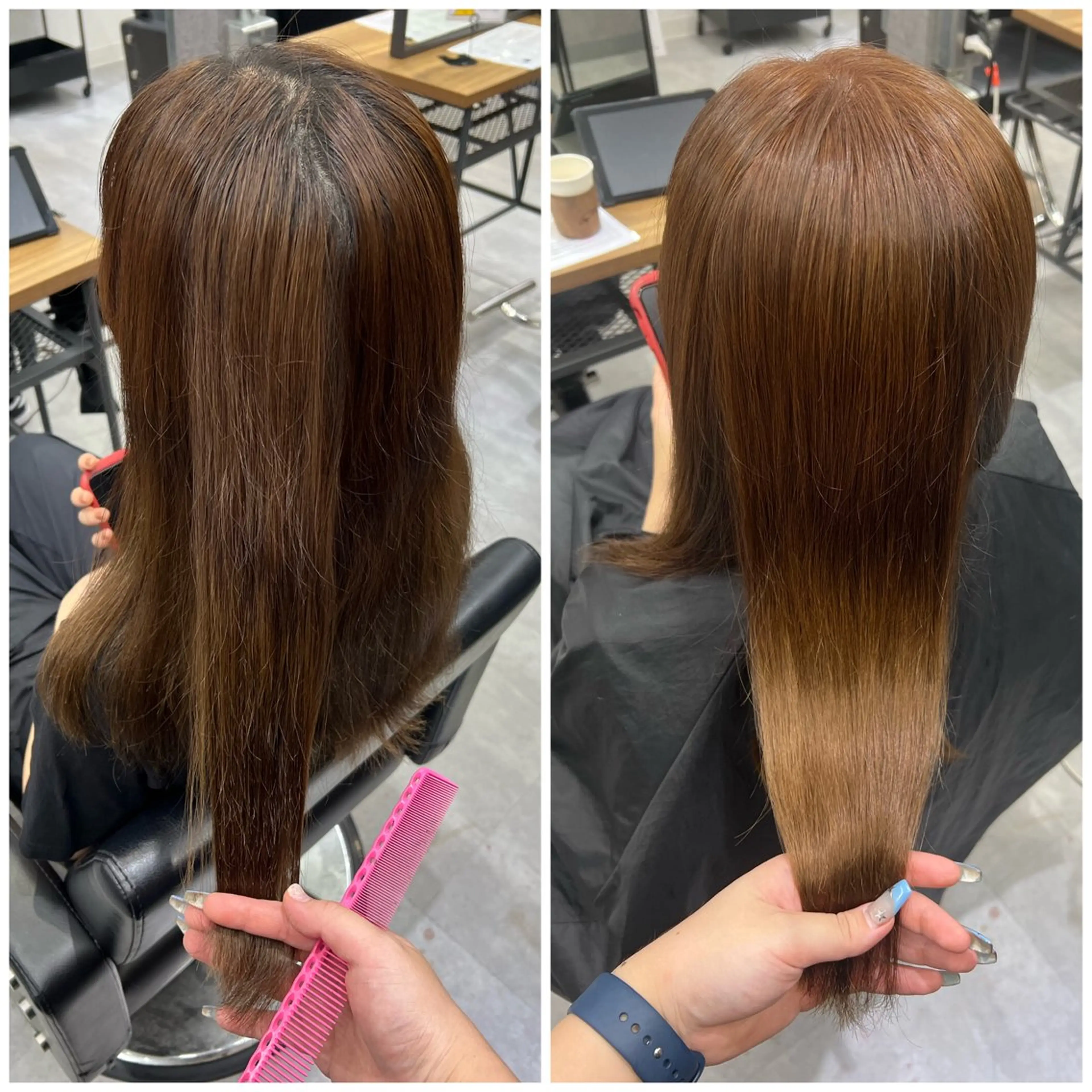 セミロング カラー ベージュカラー ブリーチ 透明感カラー カットモデル募集 八王子/kyocoのヘアスタイル