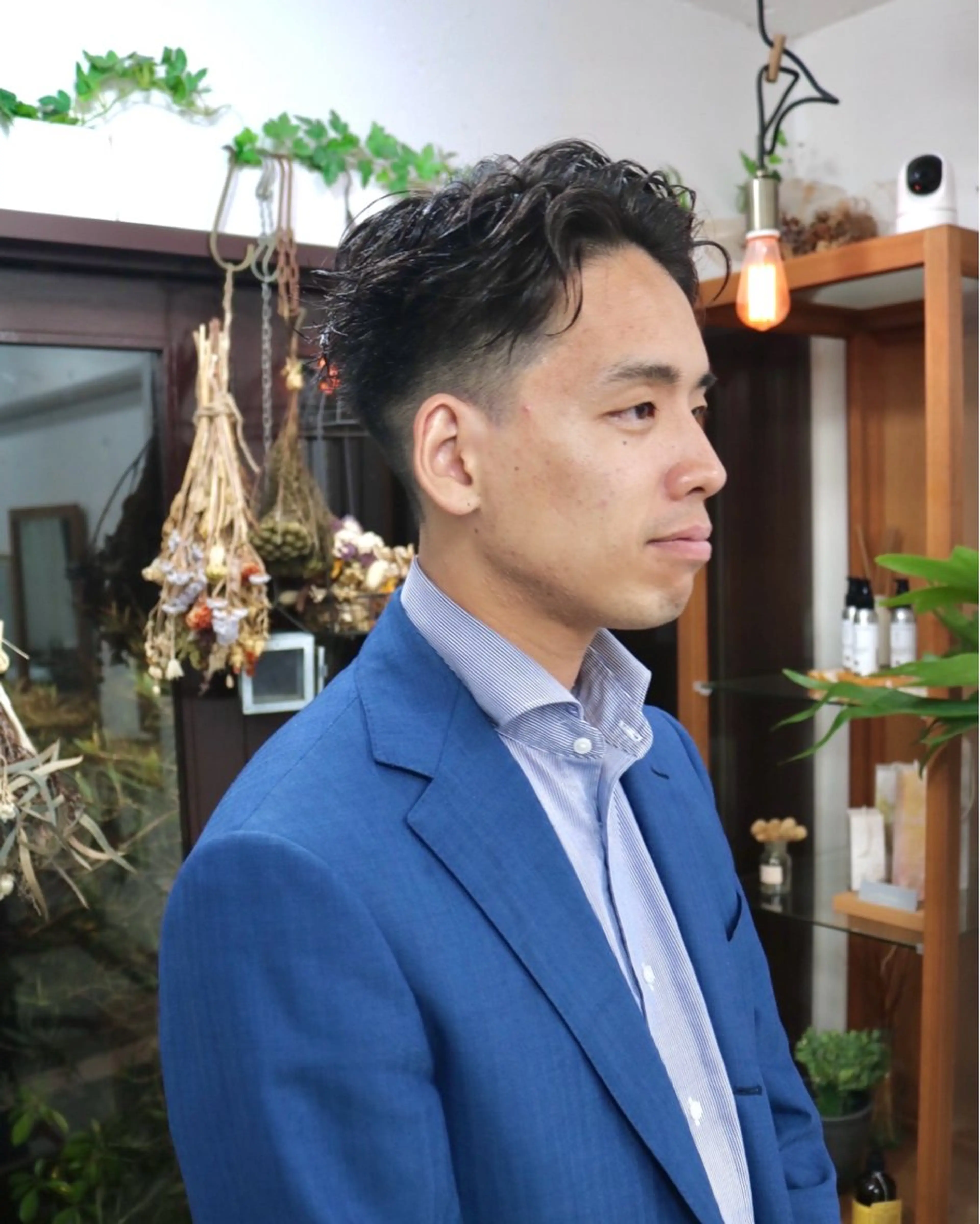 ショート パーマ メンズ カット パーマ トリートメント 木村陸弥 透明感/赤み消しのヘアスタイル