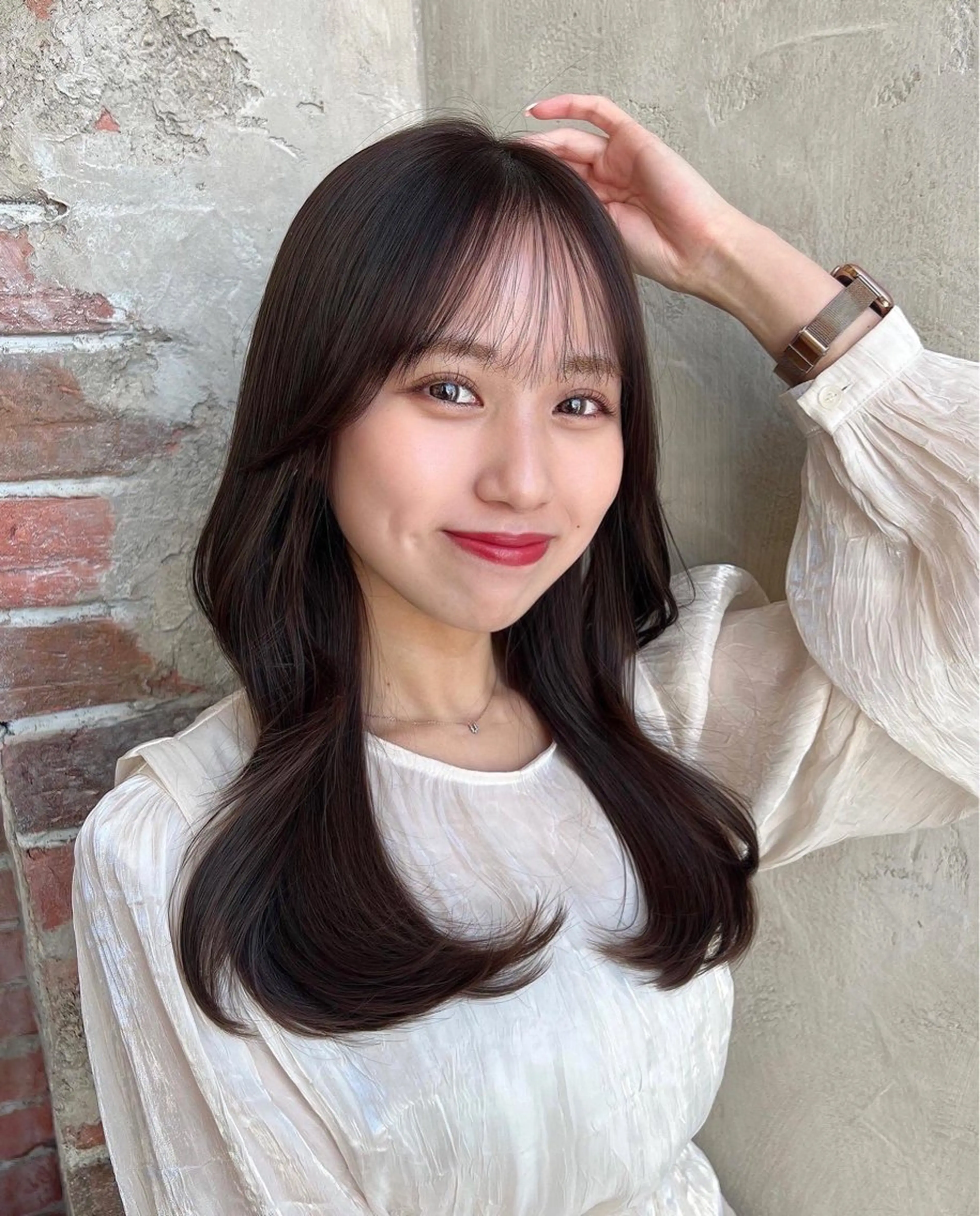 セミロング レイヤーカット シースルーバング 🧡くびれヘア/前髪 顔周り🧡久原結衣のヘアスタイル