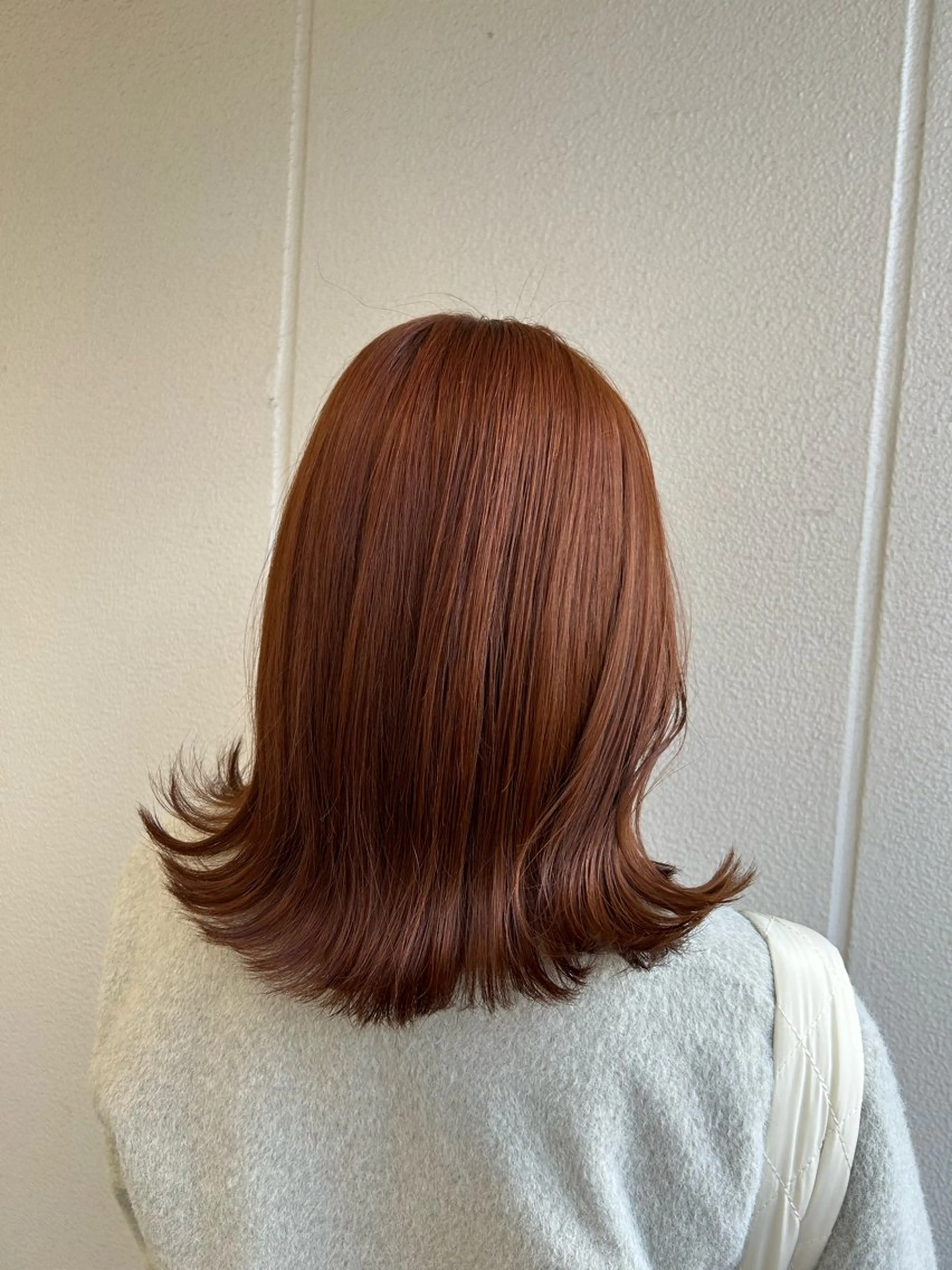 セミロング カラー ヘアアレンジ ブラウンカラー オレンジ オレンジブラウン 《暖色/韓国レイヤー 》🇰🇷桑原ユキネのヘアスタイル