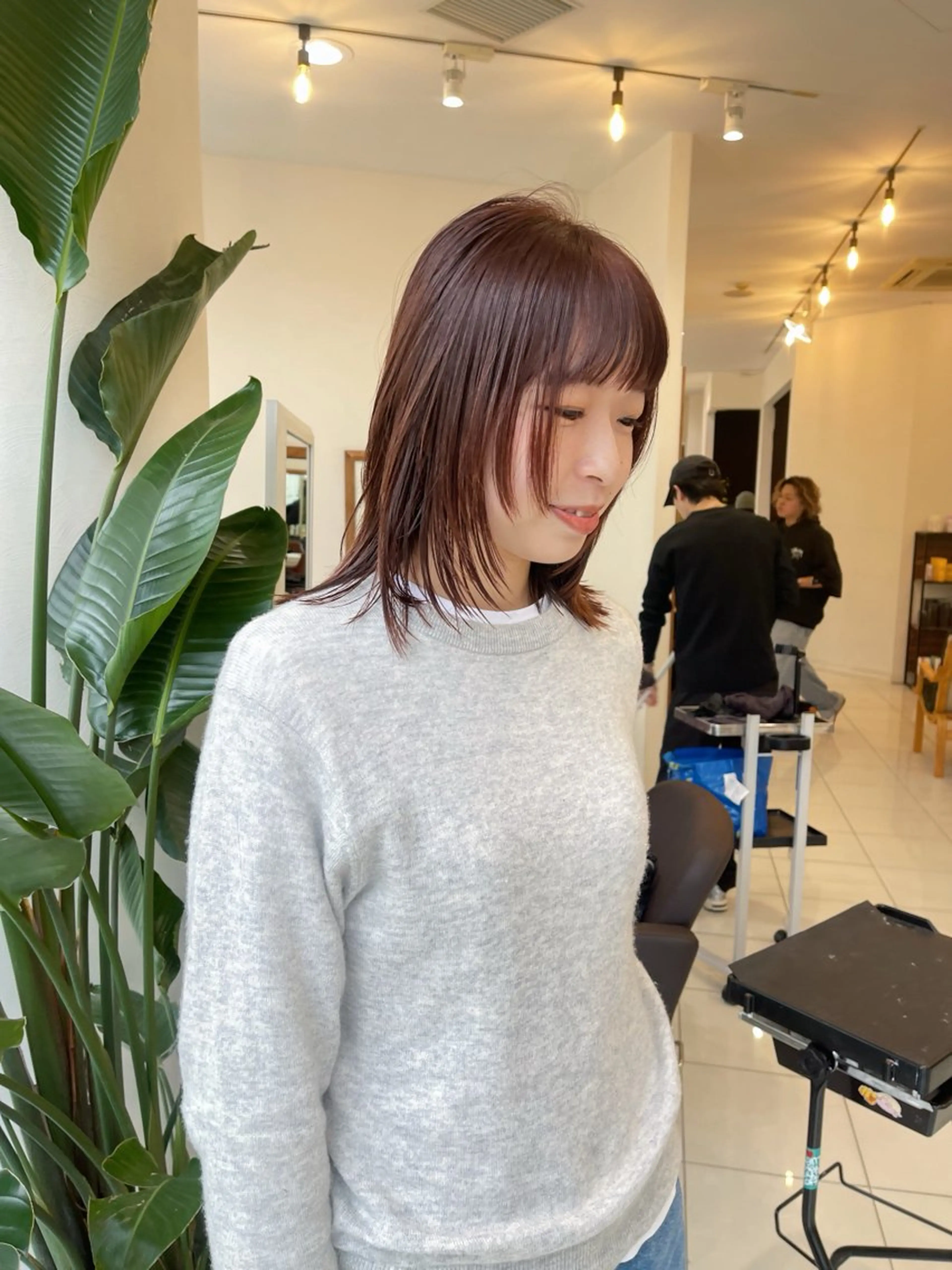 ミディアム カラー ミディアムレイヤー オレンジ レイヤーカット カット ヘアカラー トリートメント ✅ボブ/パーマ/ 表参道/KENTA✅のヘアスタイル
