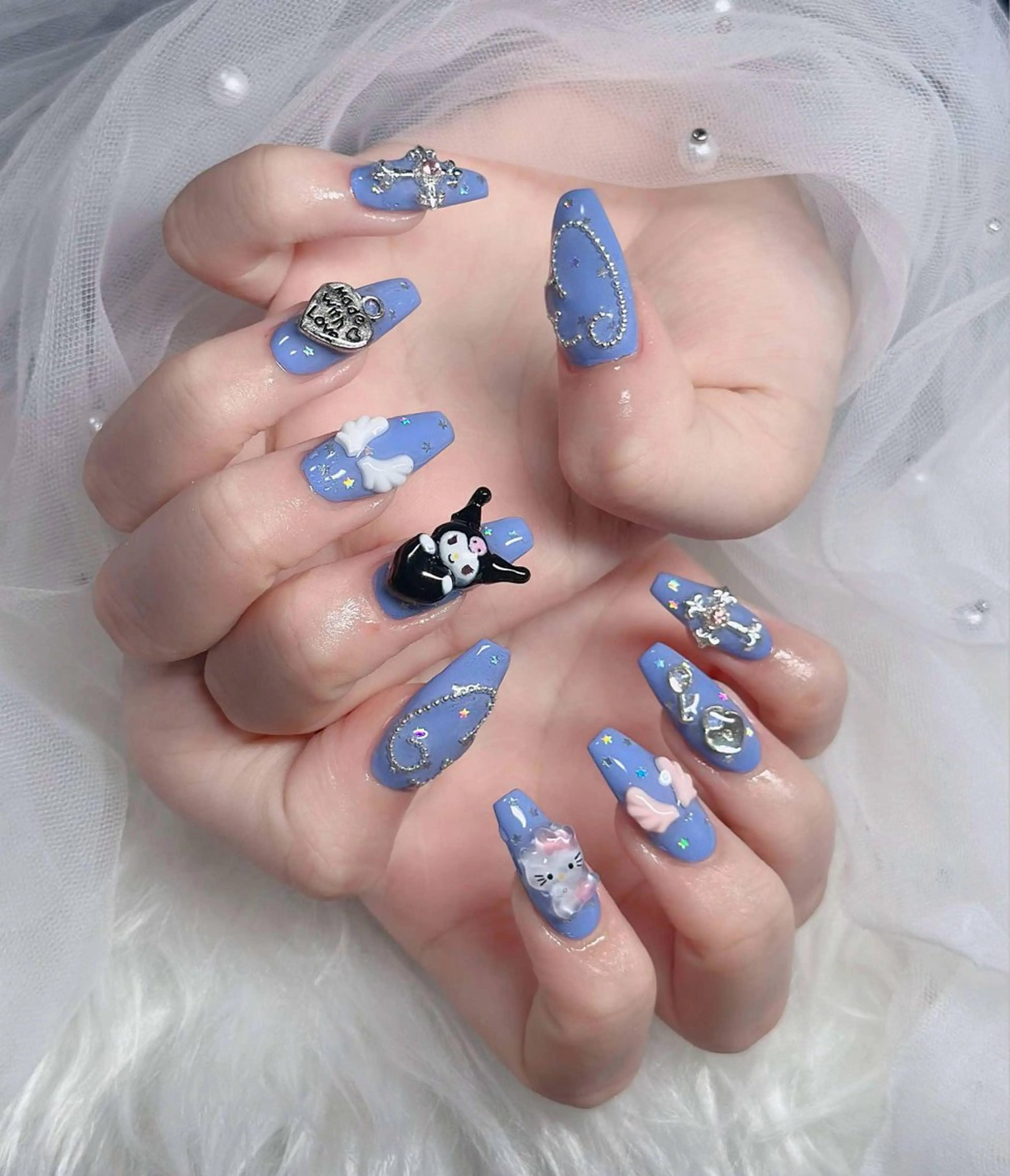 ネイル フレンチネイル ジェルネイル ガラスフレンチ ハロウィン ハート ハンドネイル H.baby Nail Salonのネイルデザイン