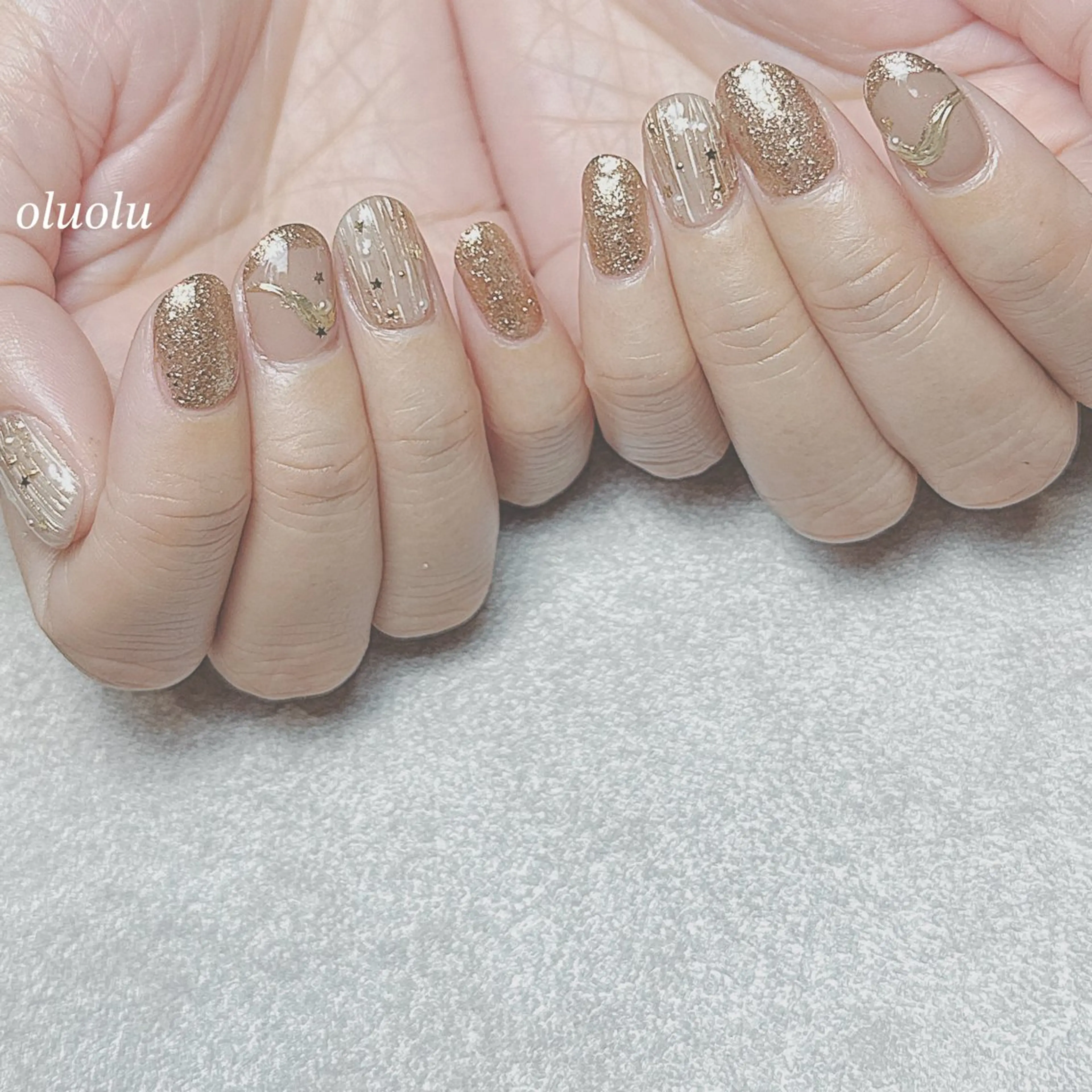 ネイル アートネイル フットネイル フレンチネイル ラメ(グリッター) ミラーネイル ハンドネイル 大村 紬華のネイルデザイン