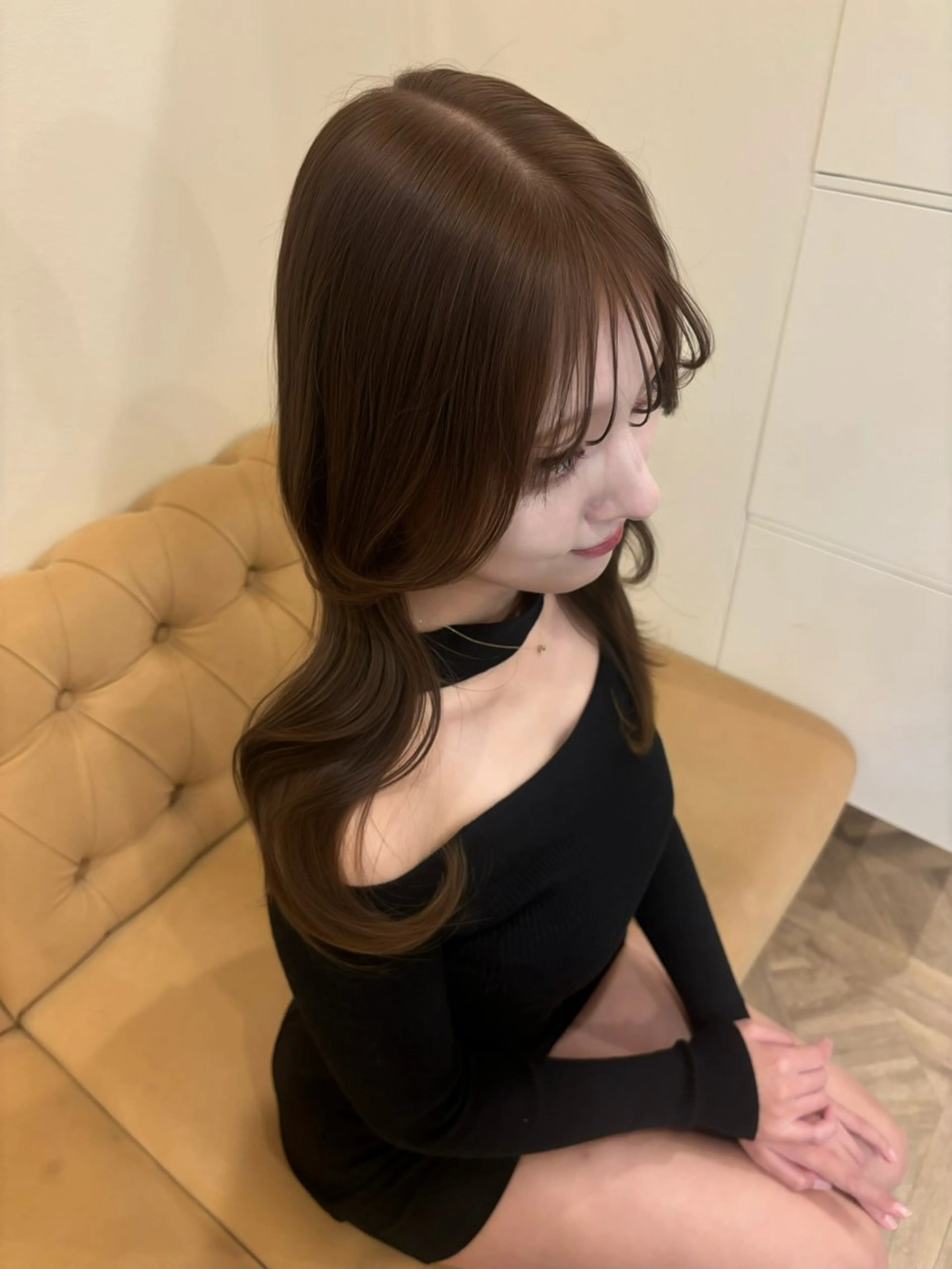 ロング カラー ヘアカラー トリートメント 暖色/ミルクティー/ レイヤー/yuriaのヘアスタイル