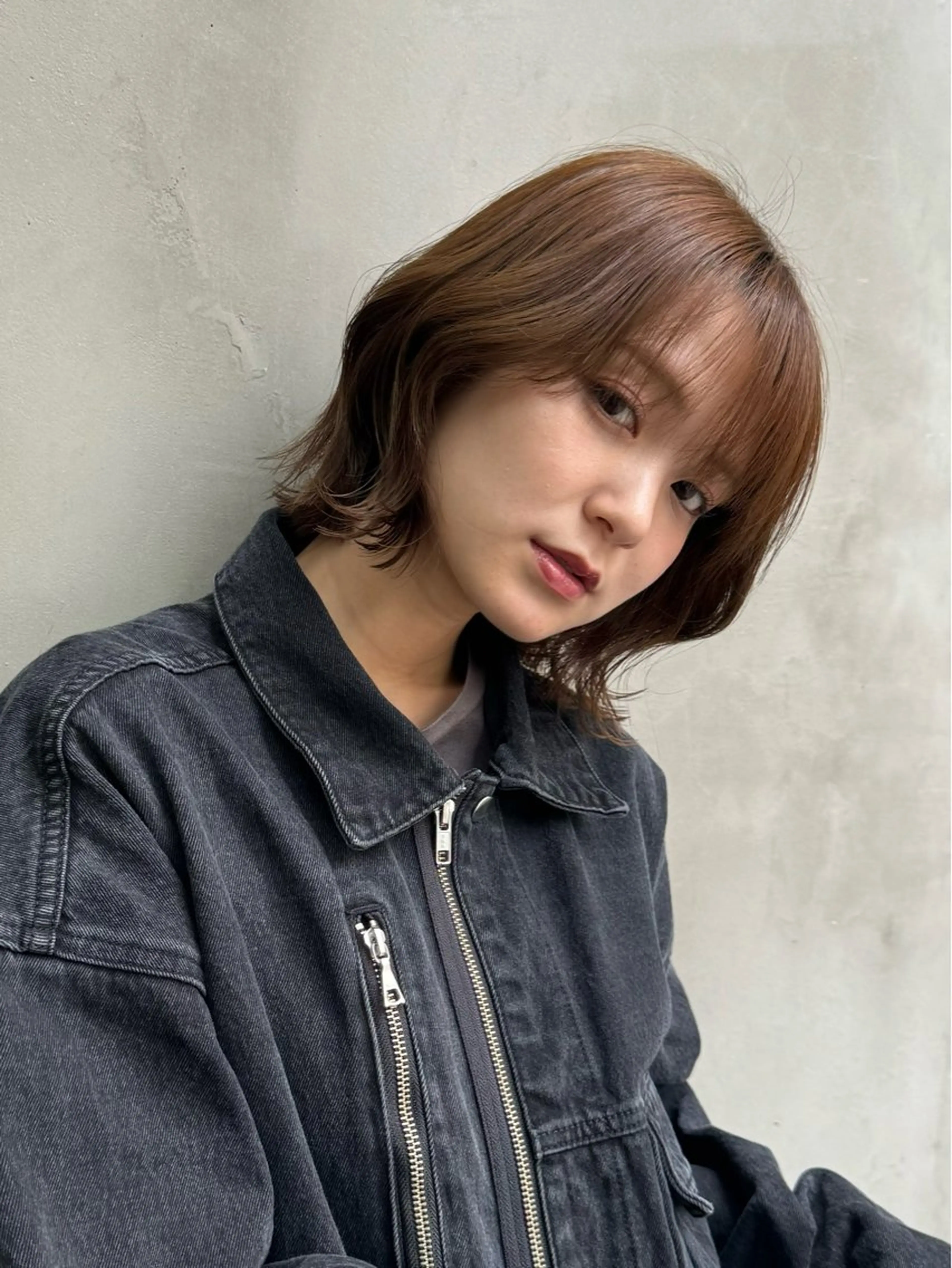 ミディアム ボブ くびれヘア 韓国風ヘア トリートメント ウルフカット 矢津田 侑のヘアスタイル