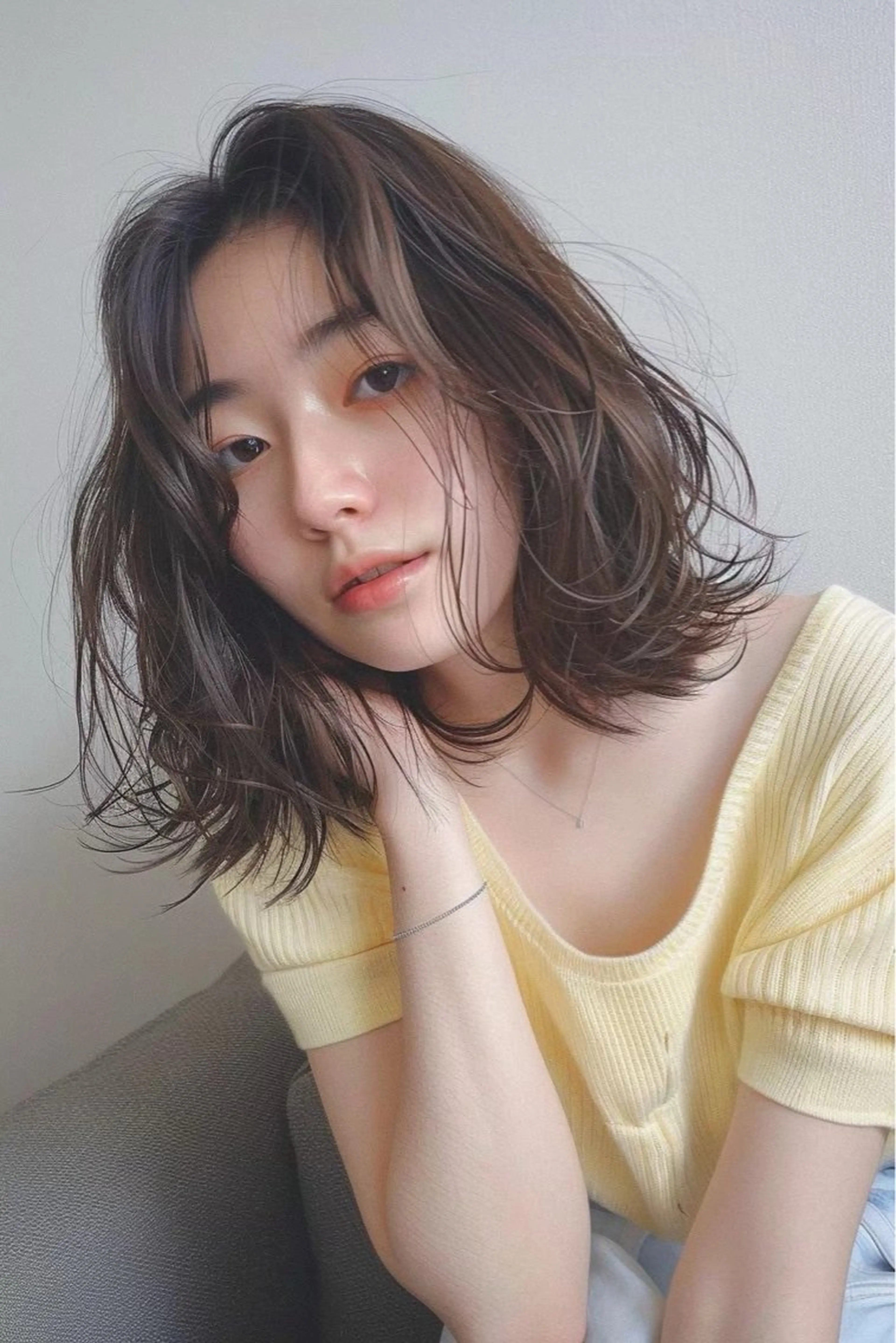 ミディアム カラー カット ヘアカラー トリートメント ナチュラルカラー 髪質改善YUTOのヘアスタイル