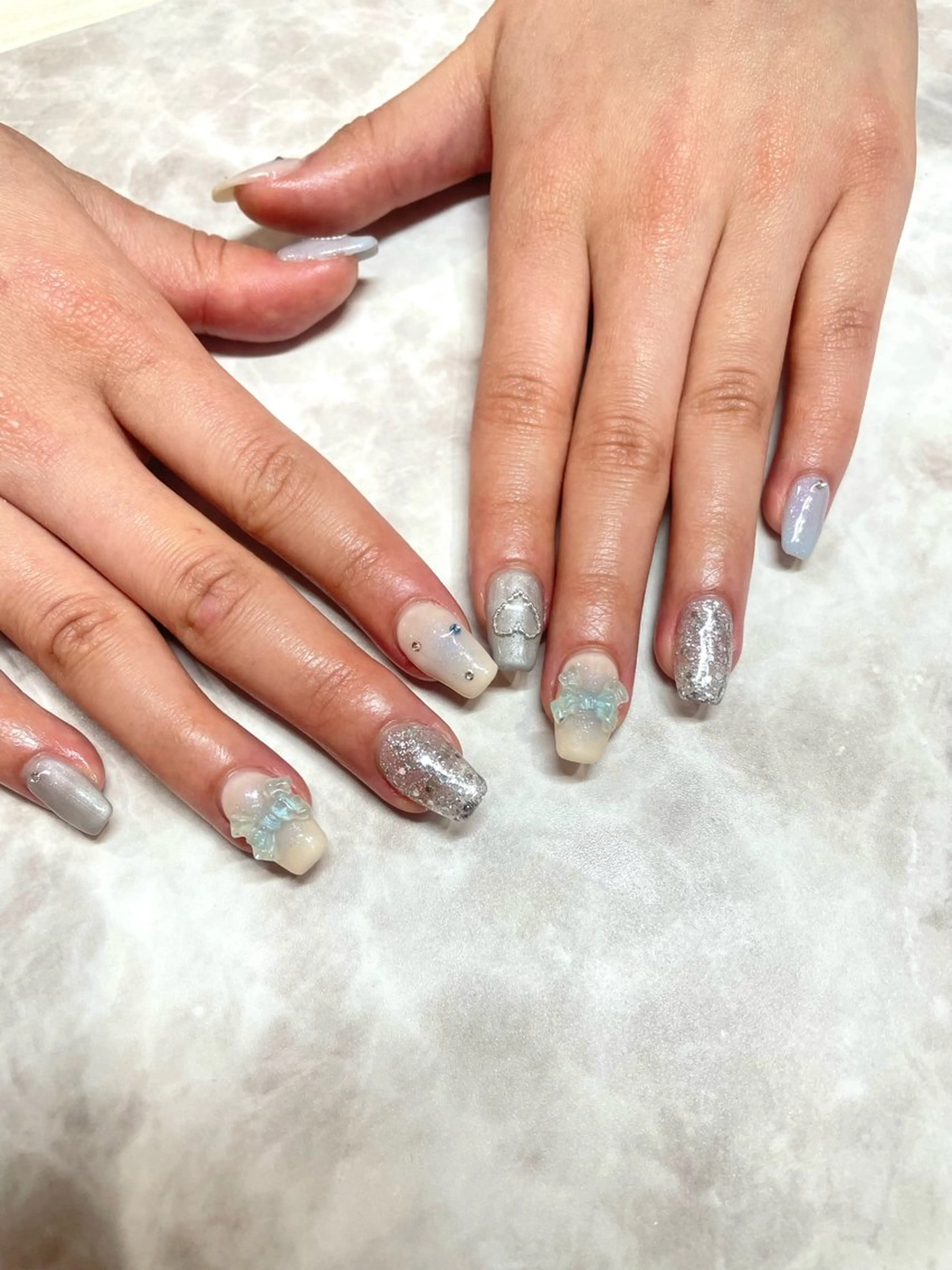 ネイル ブルー ハンドネイル Beautiful Meかえでのネイルデザイン