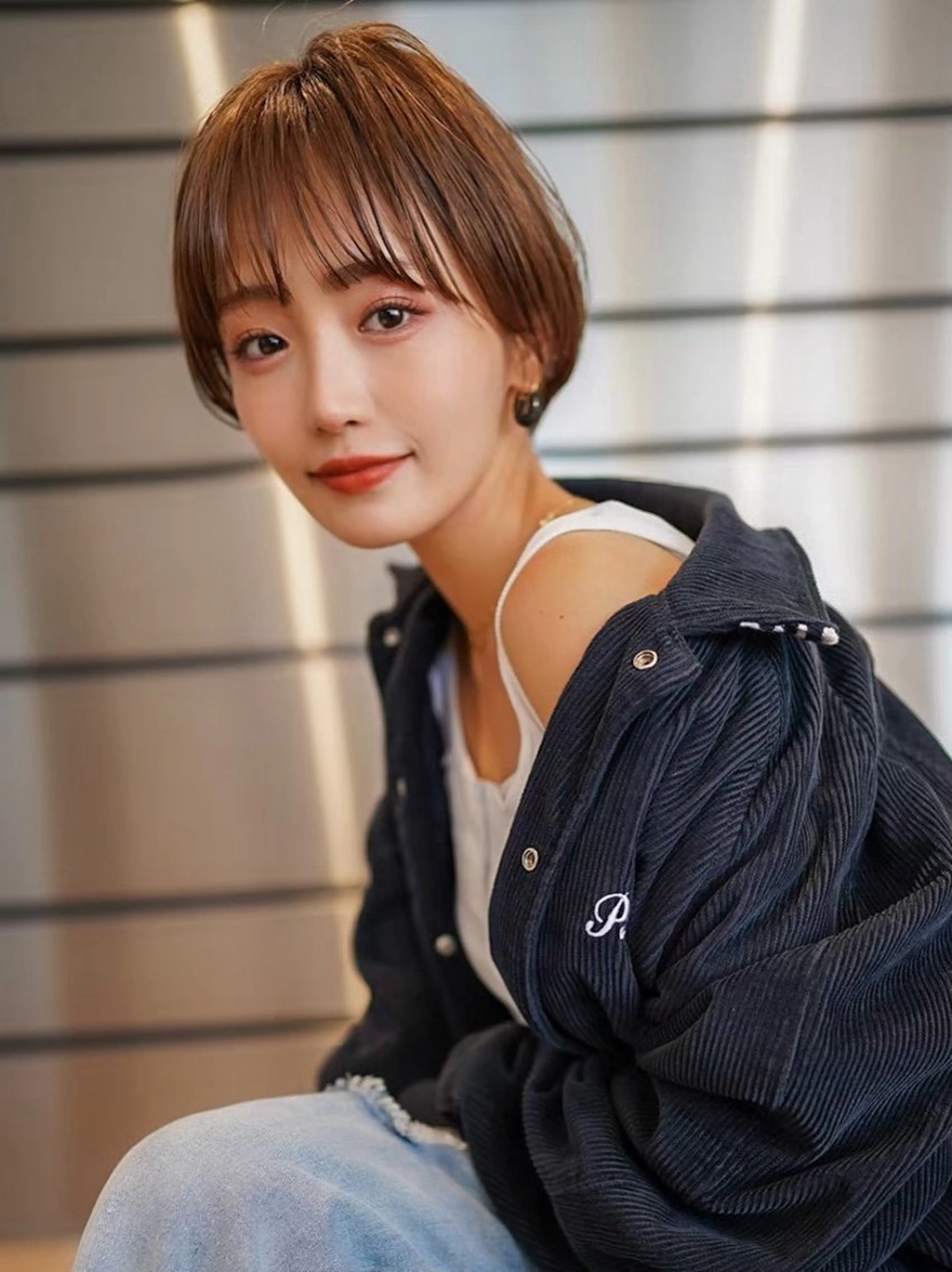 ショート 切りっぱなしボブ/ 小顔ボブNANAのヘアスタイル
