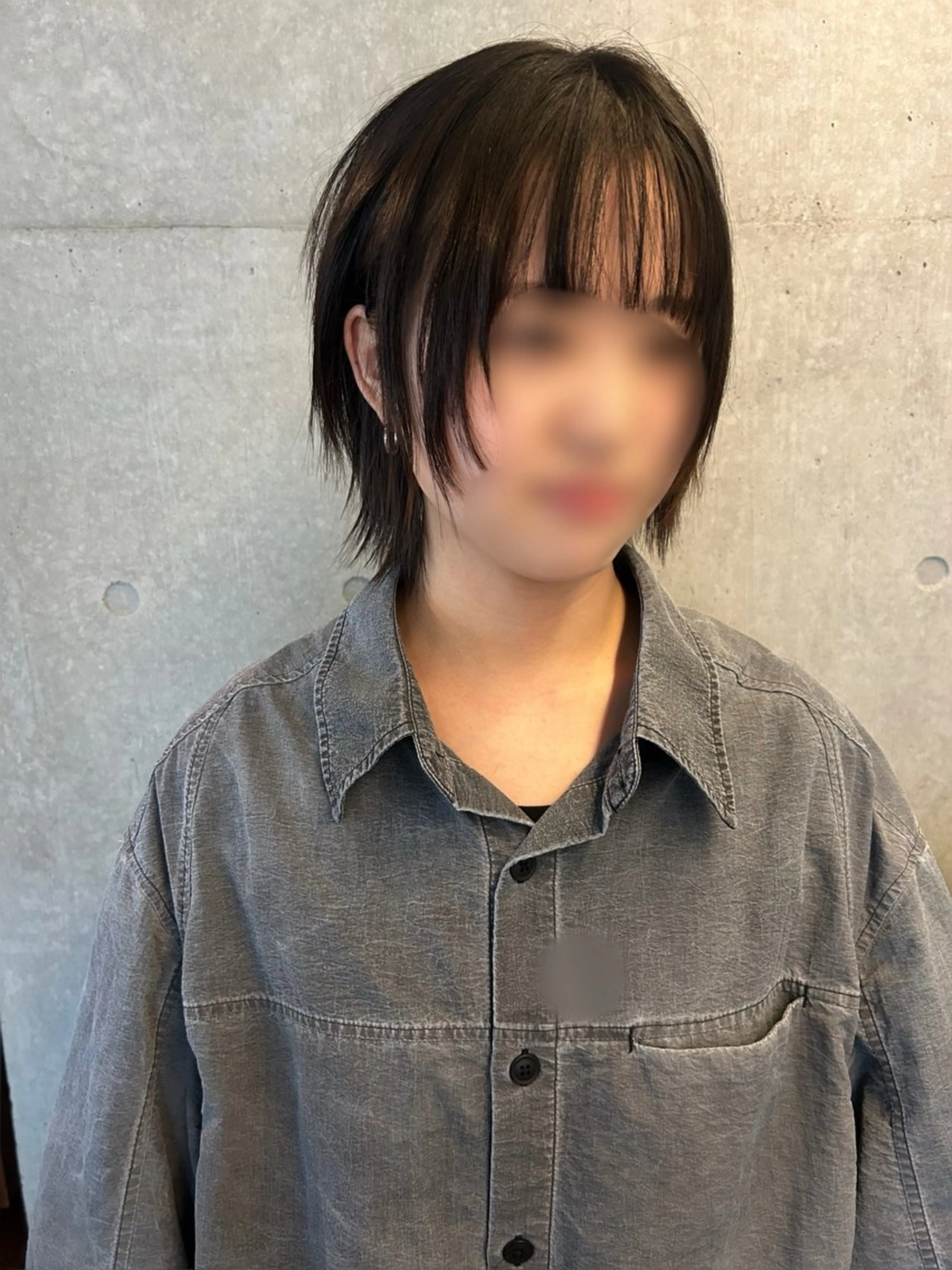ミディアム ボブ 伸ばしかけ ハッシュカット 韓国風ヘア カット レイヤーハッシュカッ トカラー専門美容師のヘアスタイル