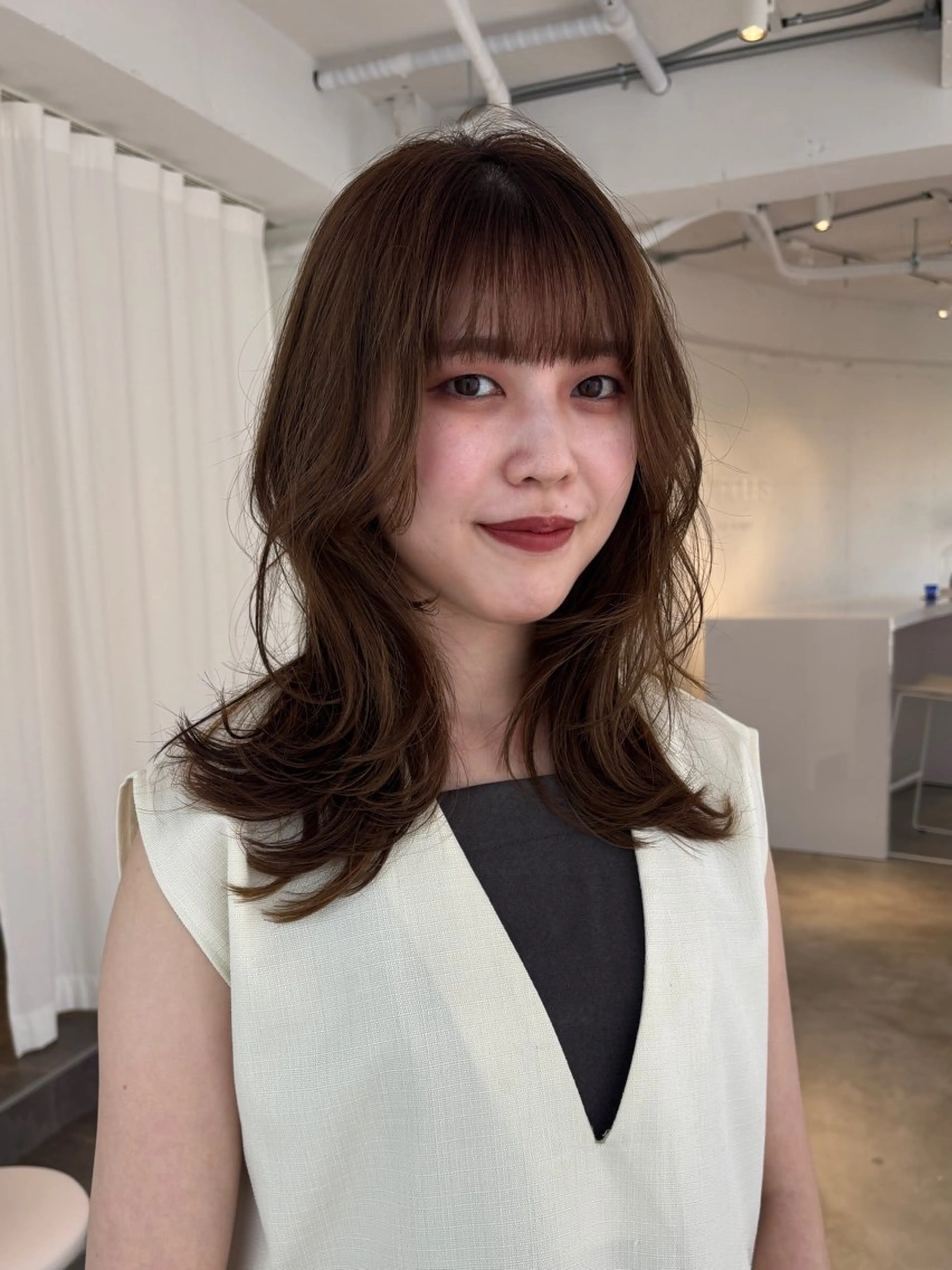 ミディアム カラー レイヤーカット カット ヘアカラー 薬院浄水通/ショート /ボブ/rukaのヘアスタイル