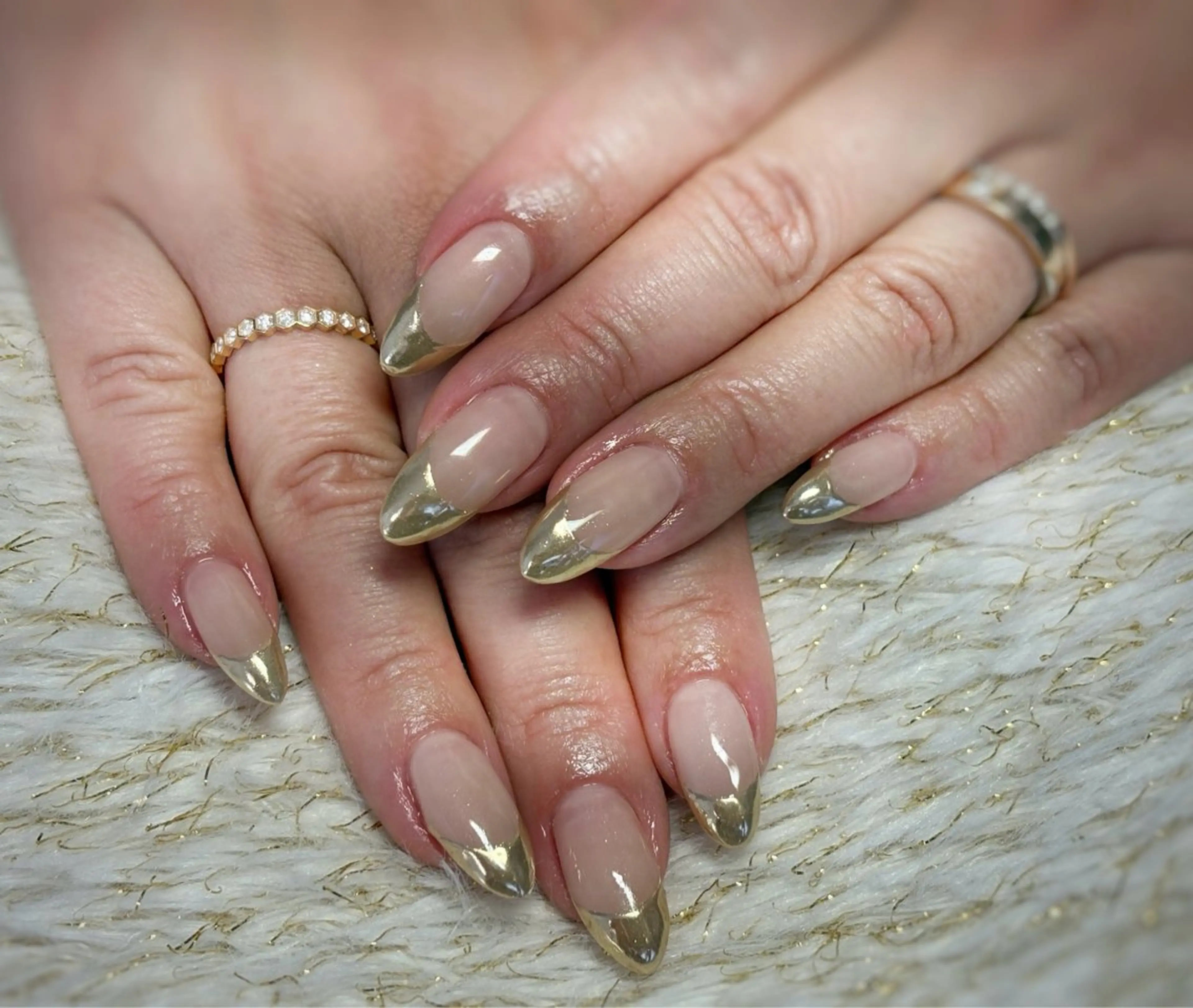 ネイル フレンチネイル ゴールド ミラーネイル ハンドネイル nail ayacaのネイルデザイン