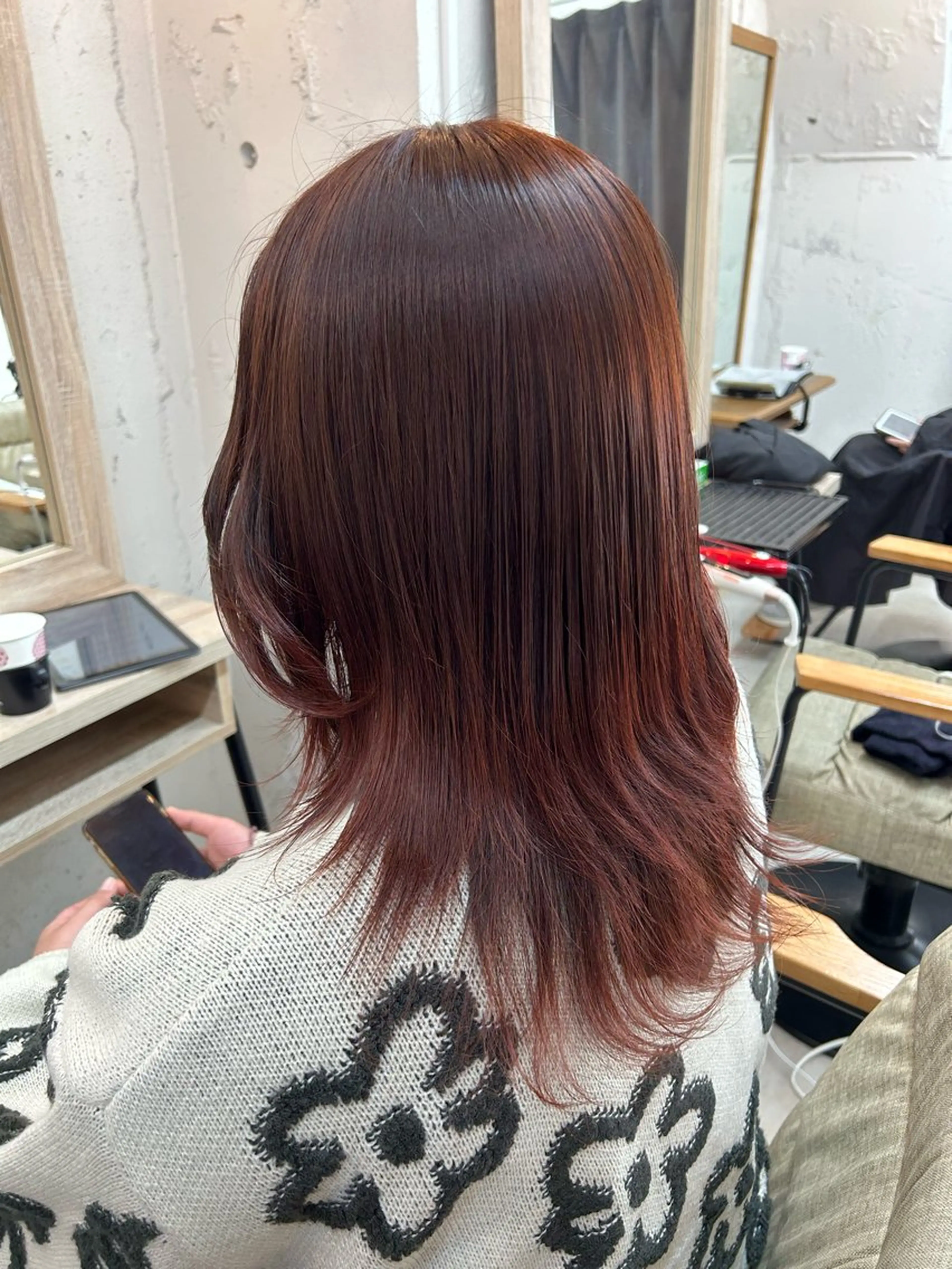 ロング カラー ブラウンカラー 透明感カラー オレンジ オレンジブラウン 岩崎 美帆のヘアスタイル