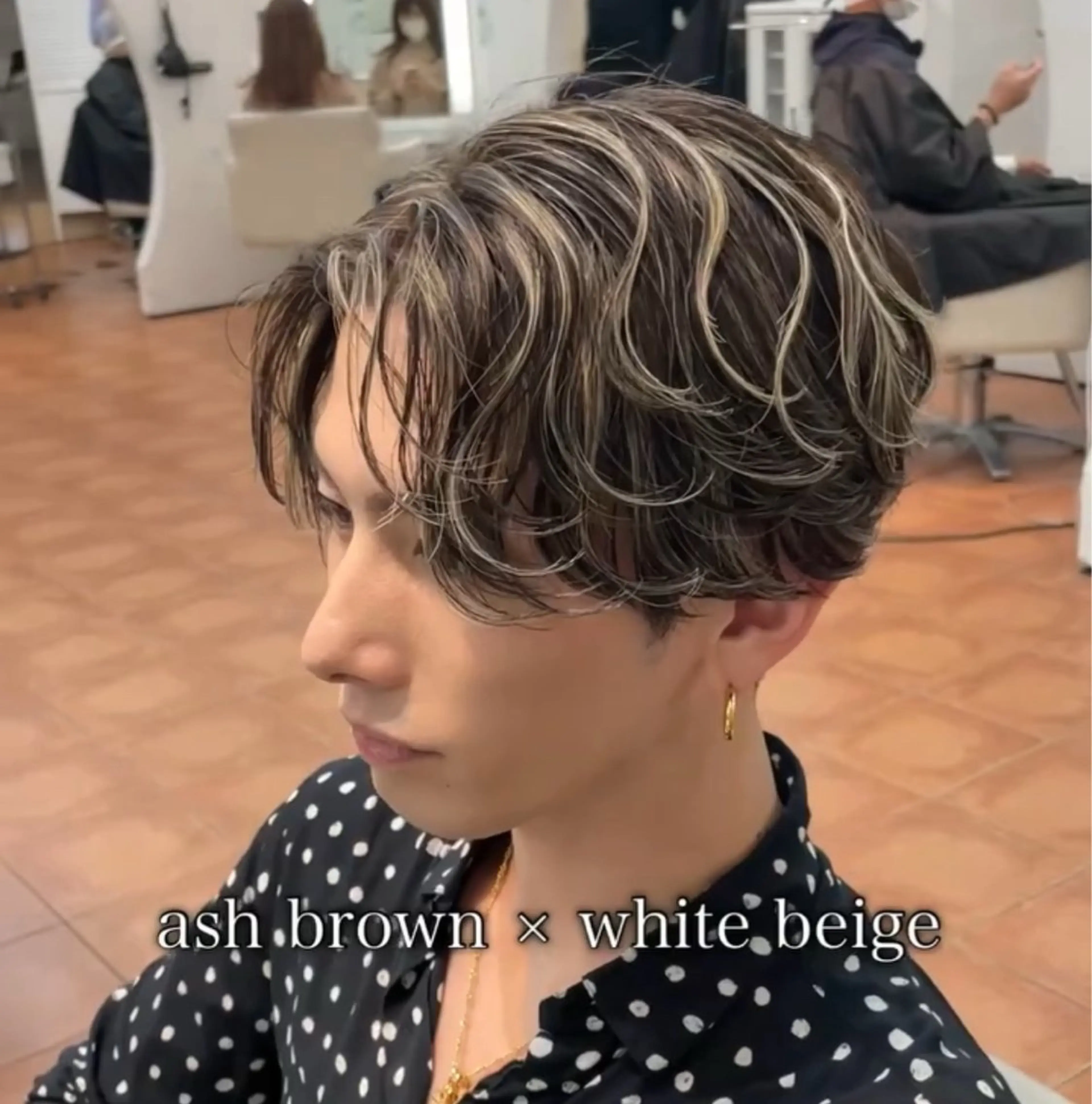 メンズ センターパート メンズハイライト メンズメッシュ カット ヘアカラー 大人メッシュ/ ハイライト/ぽんのヘアスタイル