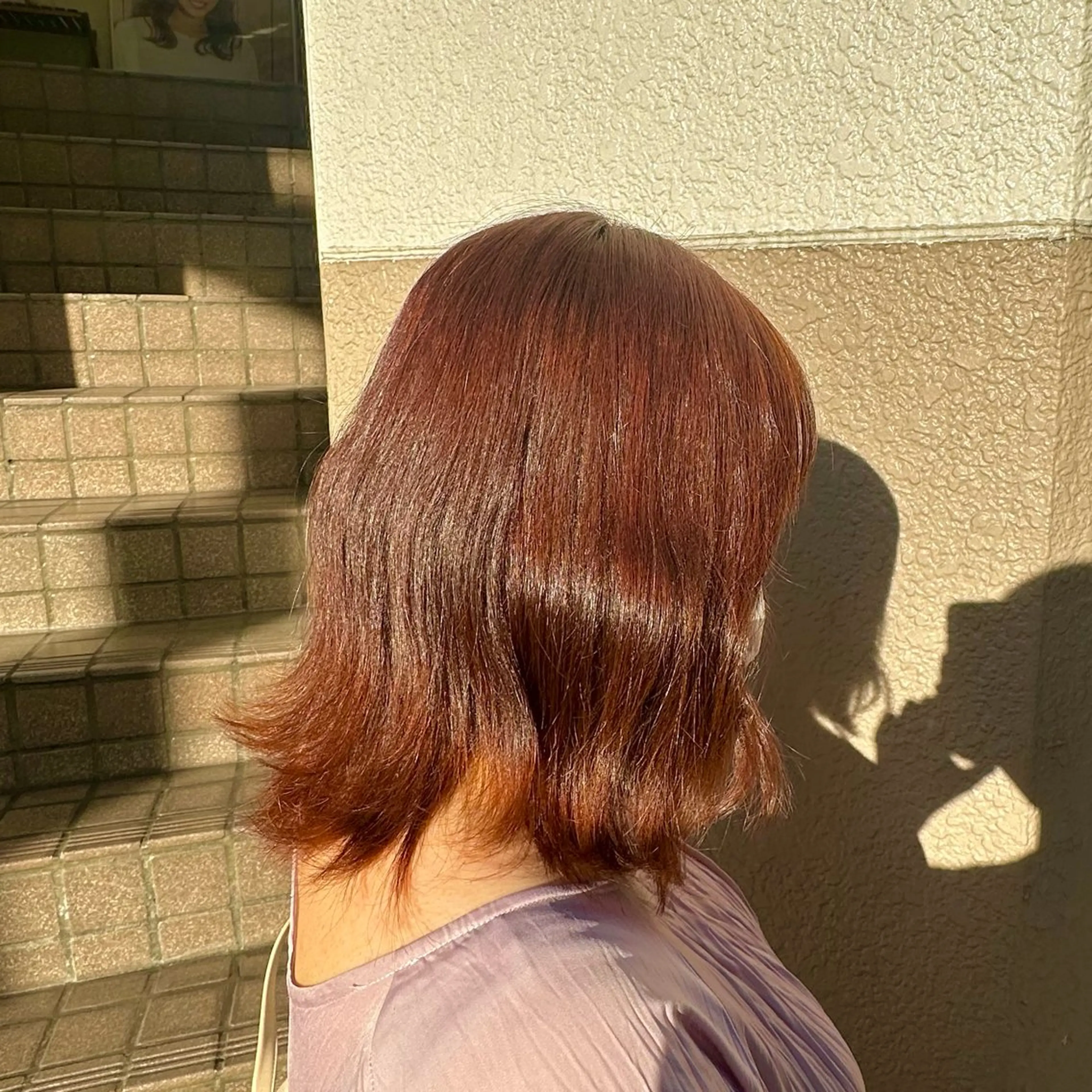 ミディアム カラー ブリーチ ブラウンカラー ブリーチなしカラー ピンクカラー 田中 汰知のヘアスタイル