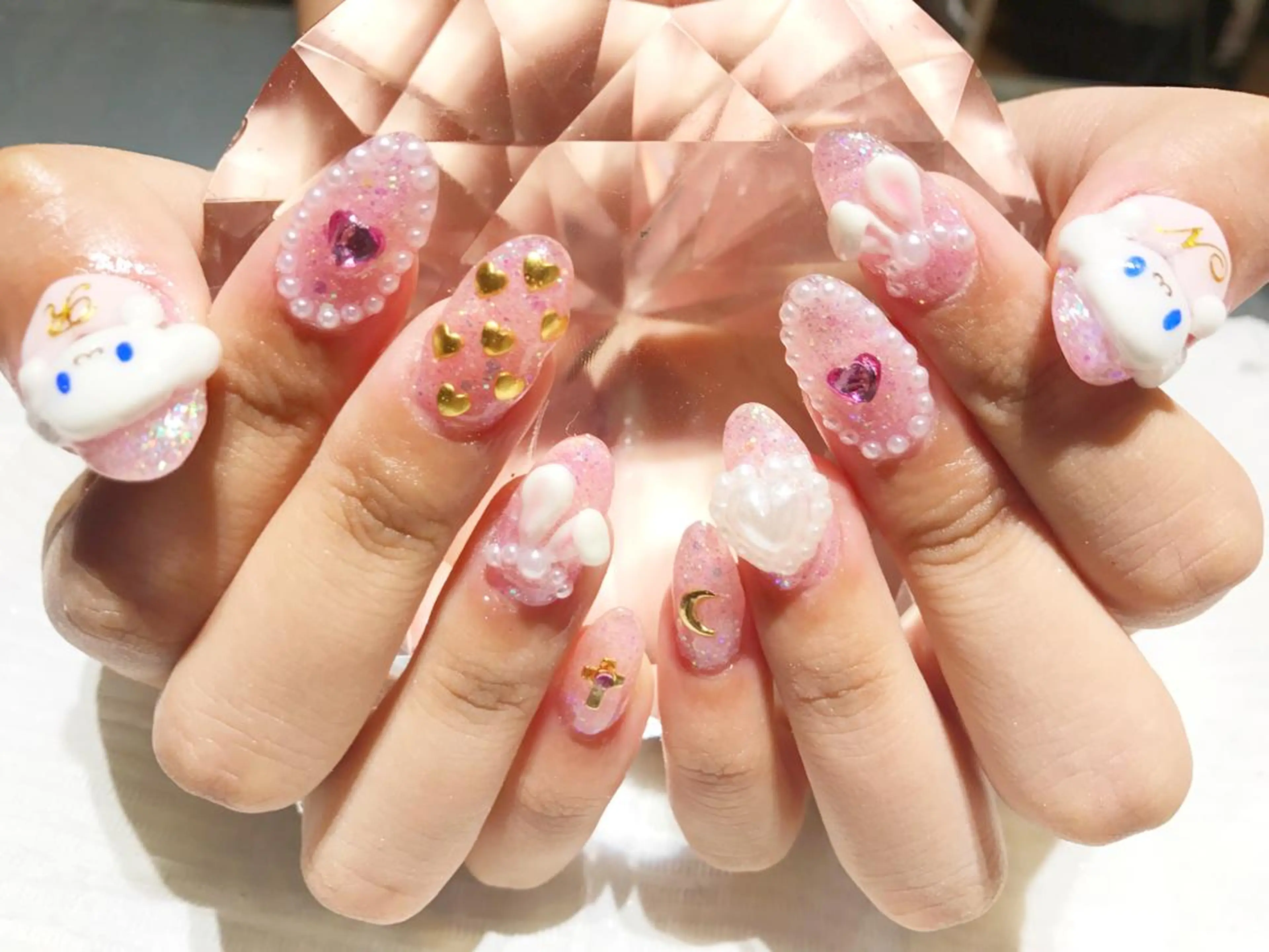 ネイル アートネイル 長さ出し ジェルネイル ラメ(グリッター) スカルプネイル YUN 💅のネイルデザイン