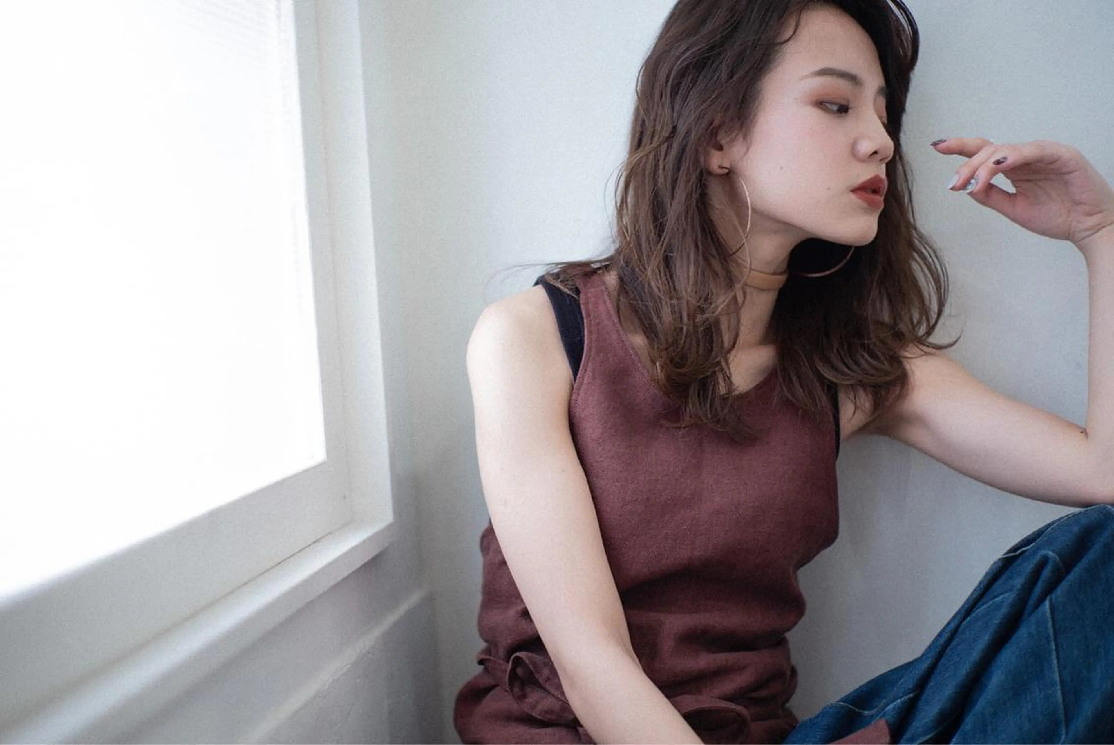 セミロング ネイル カット ヘアカラー トリートメント シンタニ ナオトのヘアスタイル