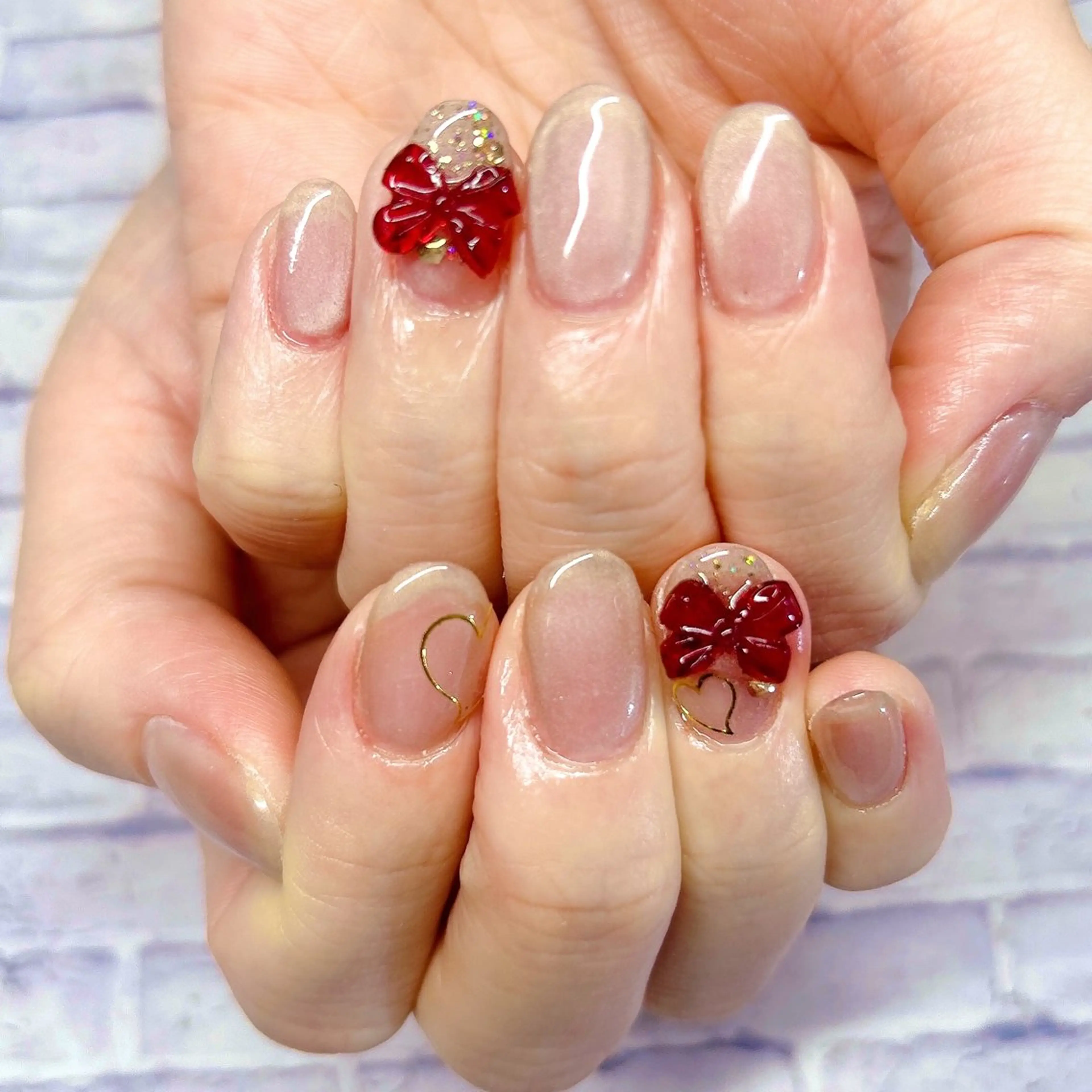 ネイル マグネットネイル リボン MYu Beauty Salon  MAIのネイルデザイン