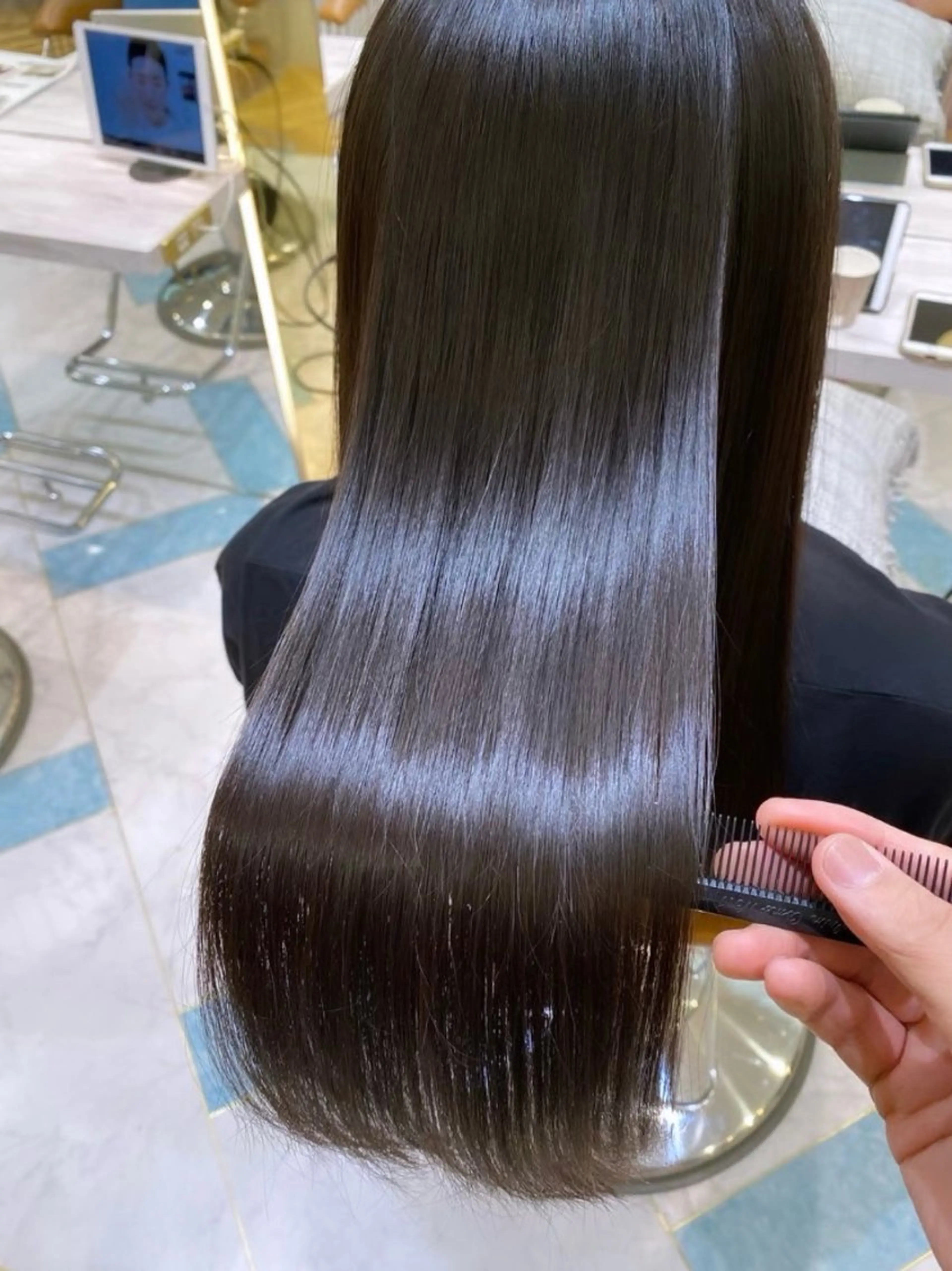 セミロング 縮毛矯正 縮毛矯正 銀座🇰🇷韓国ボブ 🧡巻ける縮毛/せんのヘアスタイル