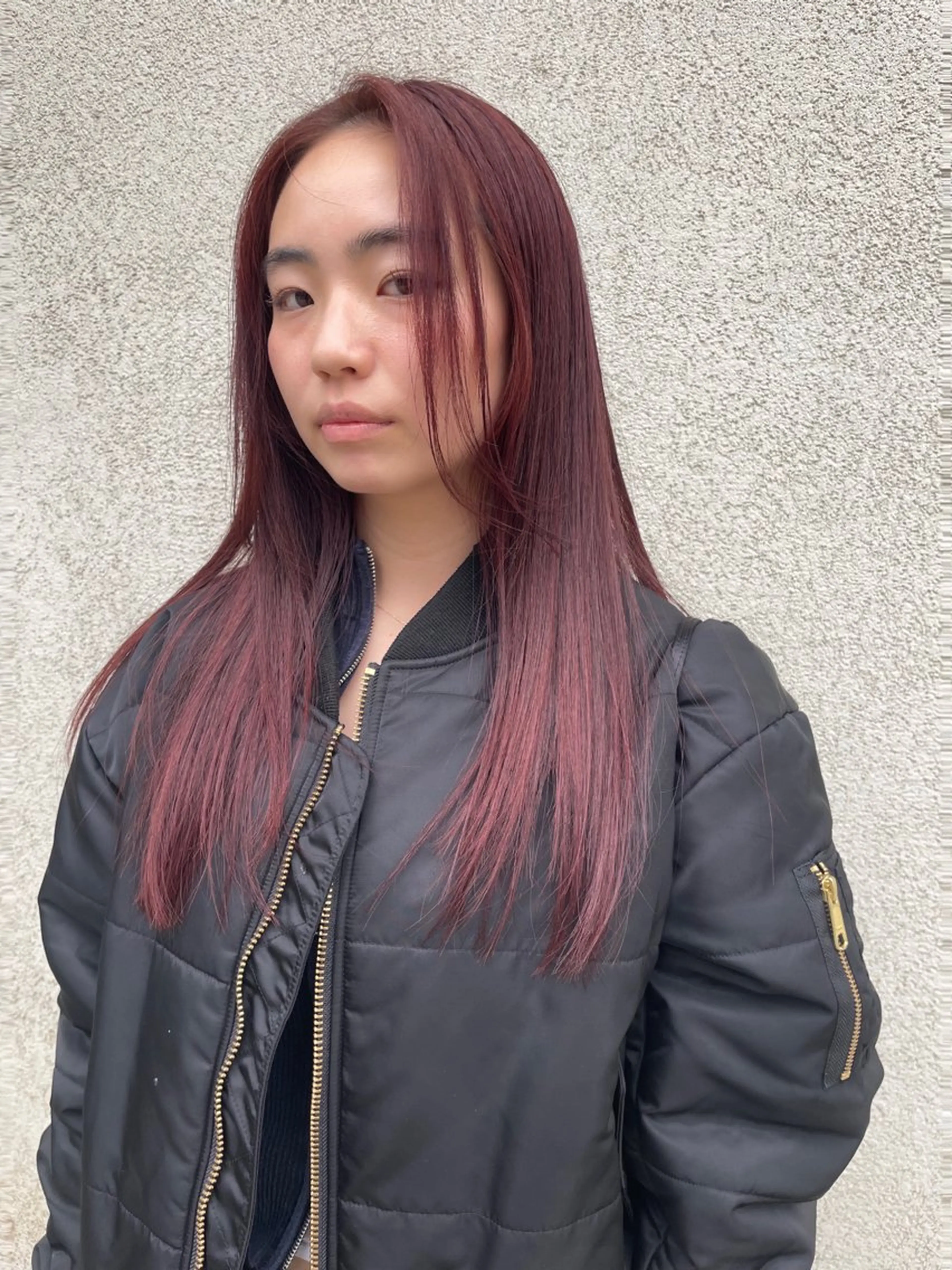 ロング カラー レッドカラー 森田 博樹のヘアスタイル