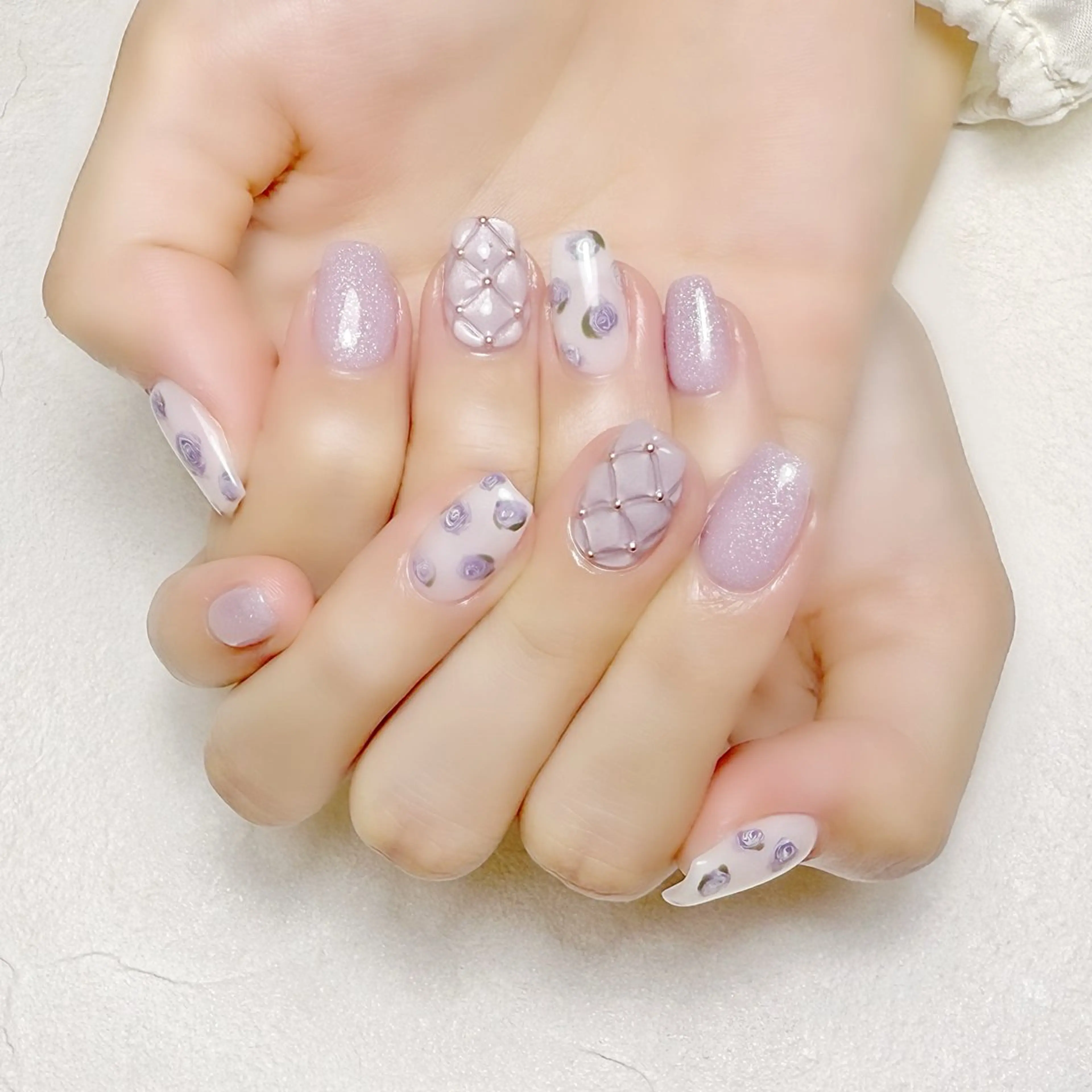 ネイル パープル 春ネイル rouse nail RISATOのネイルデザイン
