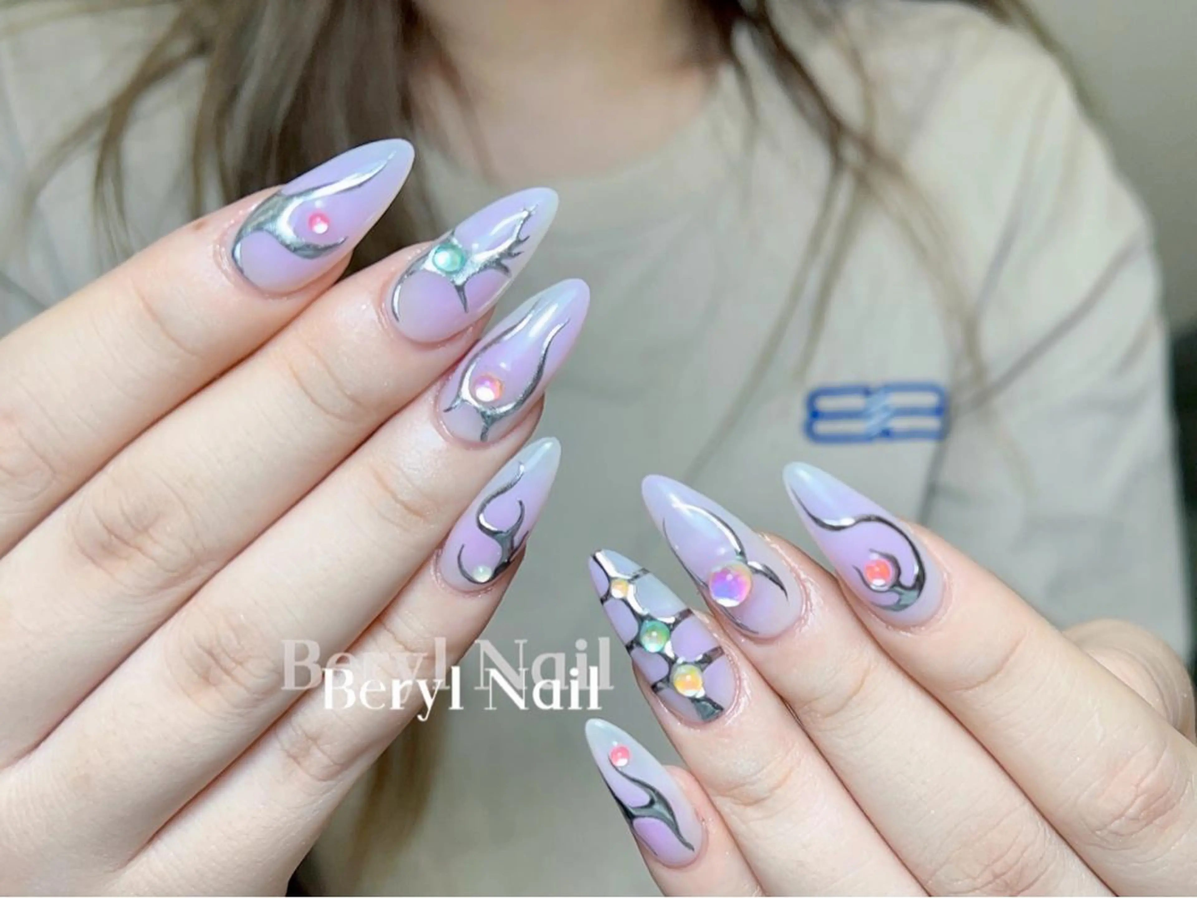 ロング ネイル ハンドネイル Beryl Nail所属・Beryl Nail 新大久保のネイルデザイン
