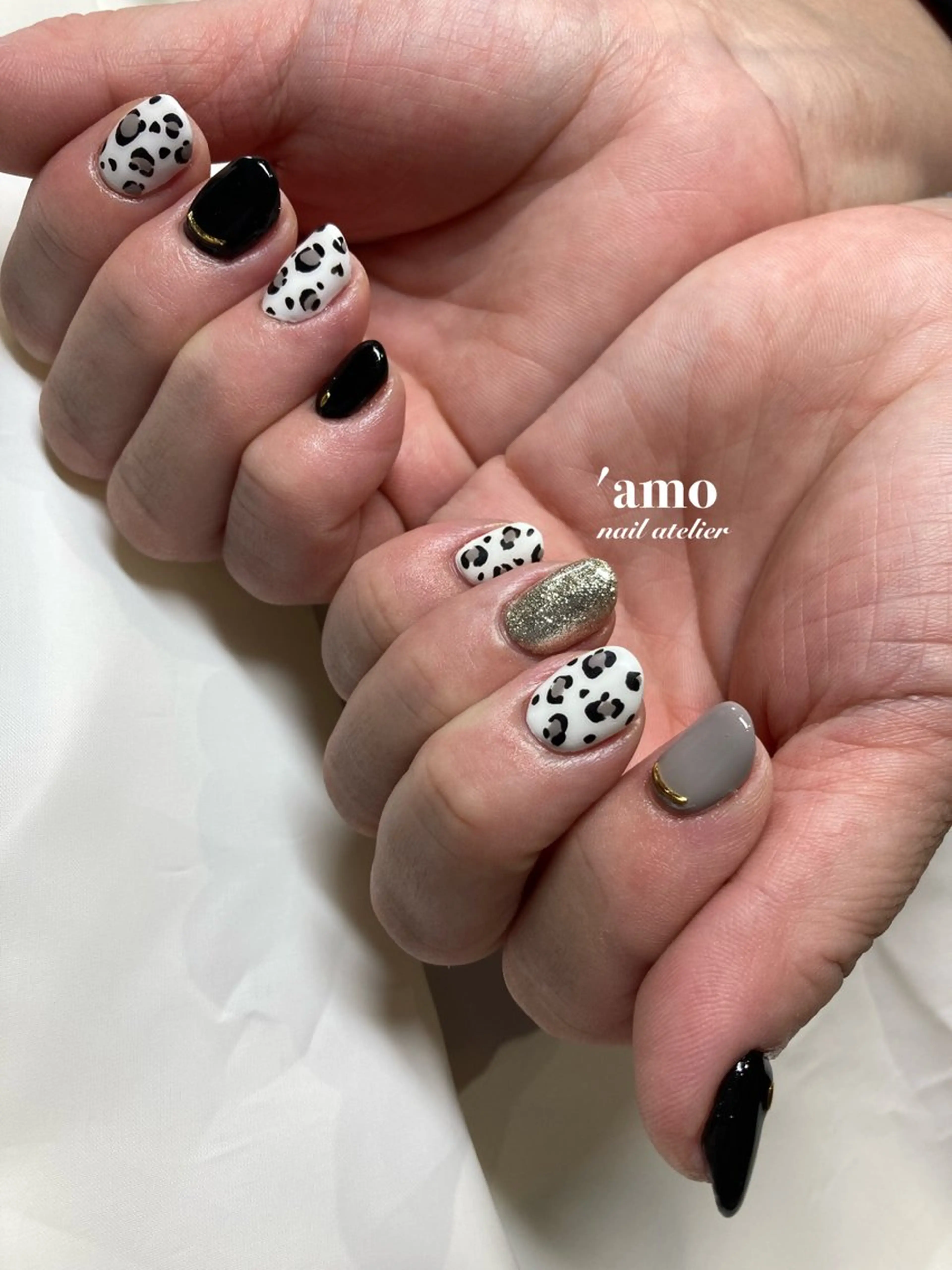 ネイル アニマル柄 フットネイル ジェルネイル ニュアンスネイル パラジェル 'amo nail atelierのネイルデザイン