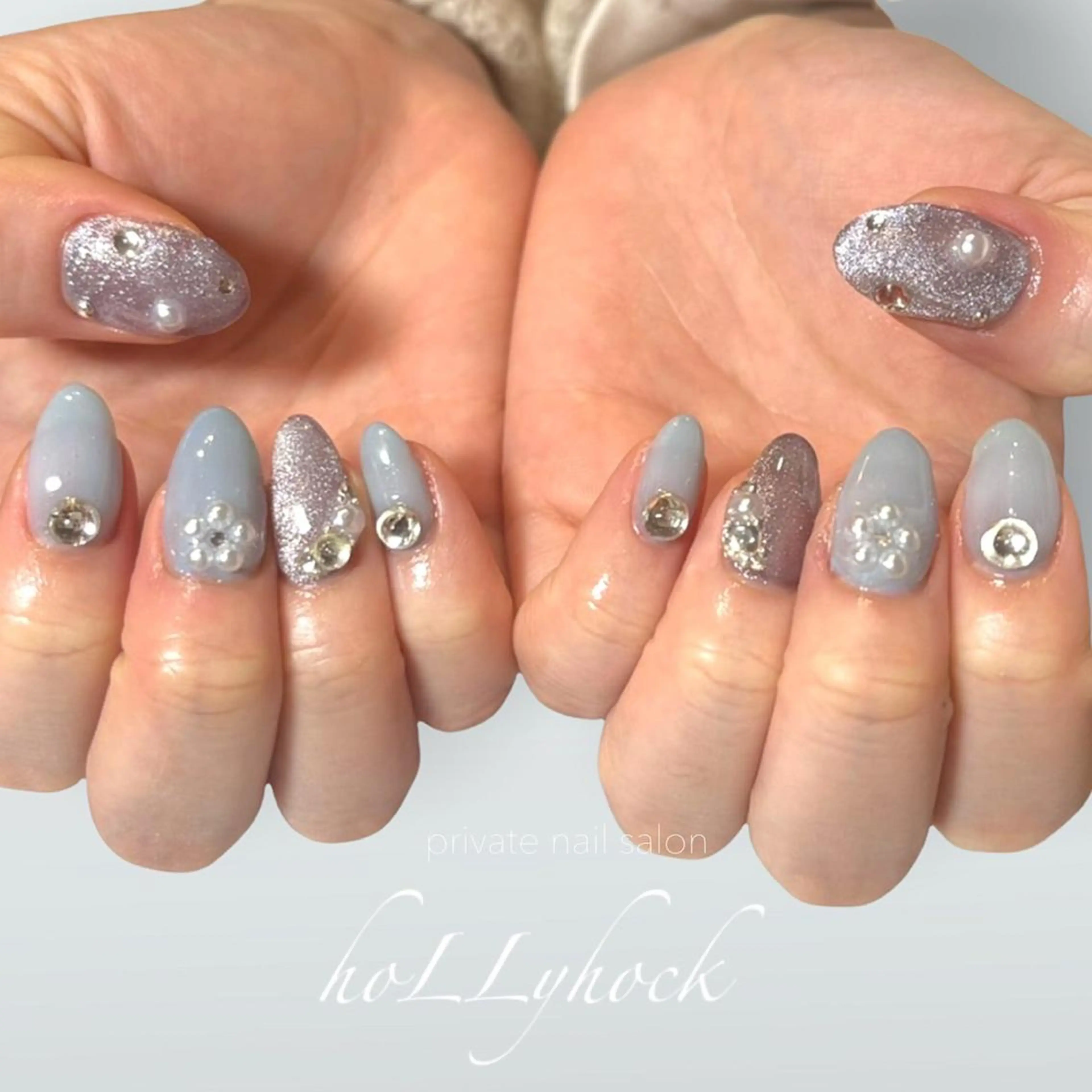 ネイル アートネイル フラッシュネイル マグネットネイル ニュアンスネイル ハンドネイル nail salon hoLLyhockのネイルデザイン