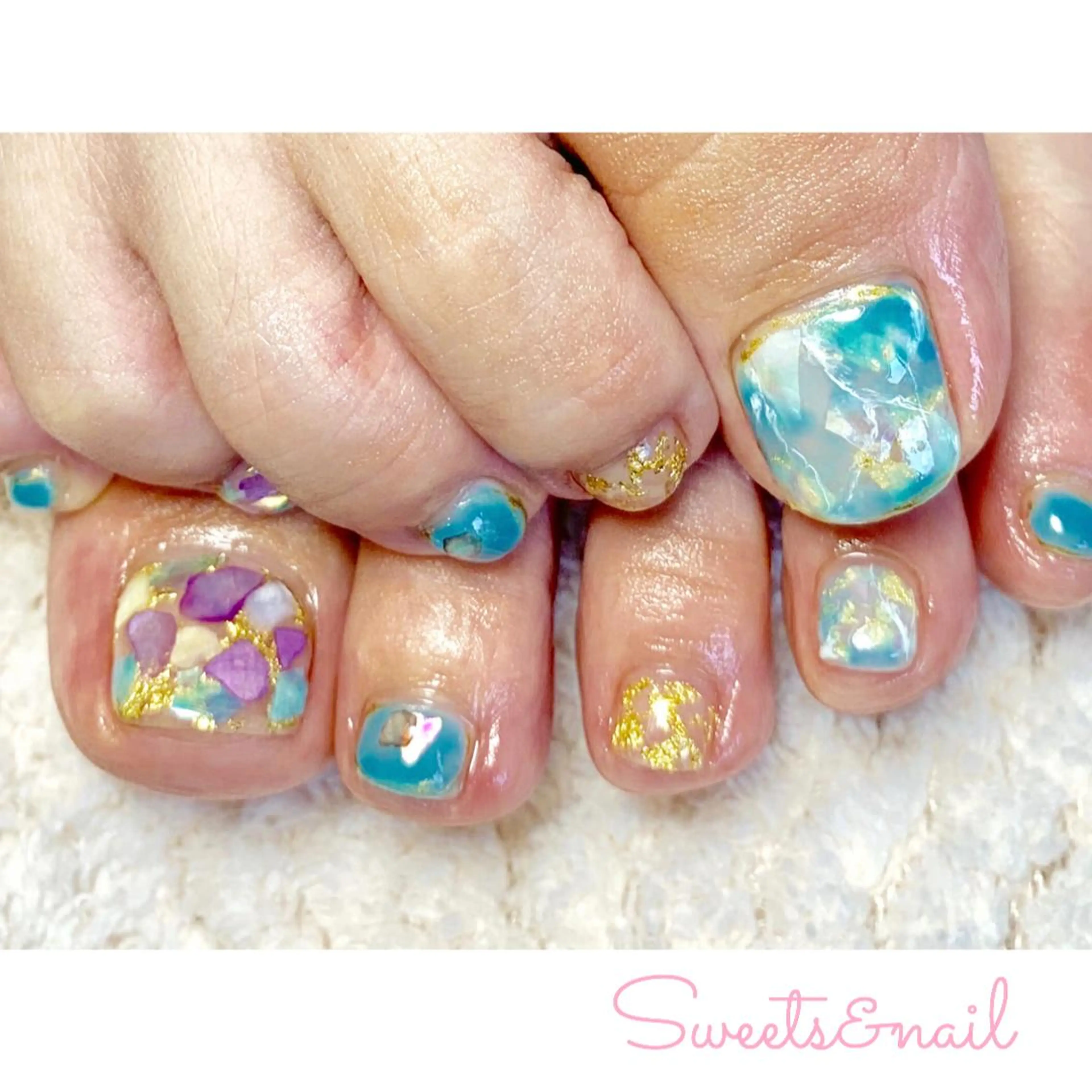 ネイル フットネイル 大理石ネイル(マーブル) 夏ネイル Sweets &nailのネイルデザイン