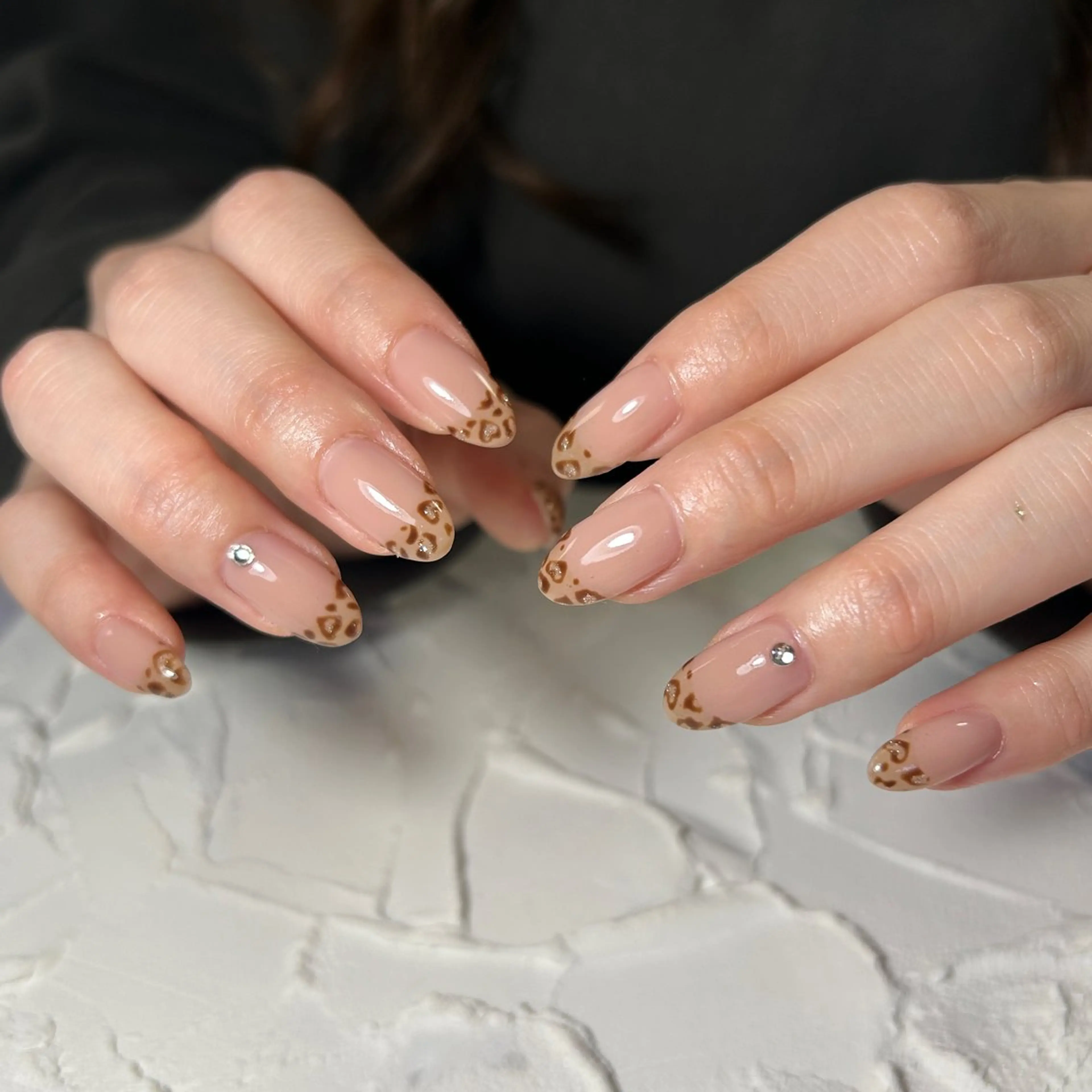 ネイル アニマル柄 フレンチネイル ハンドネイル Lofinails ちひろのネイルデザイン