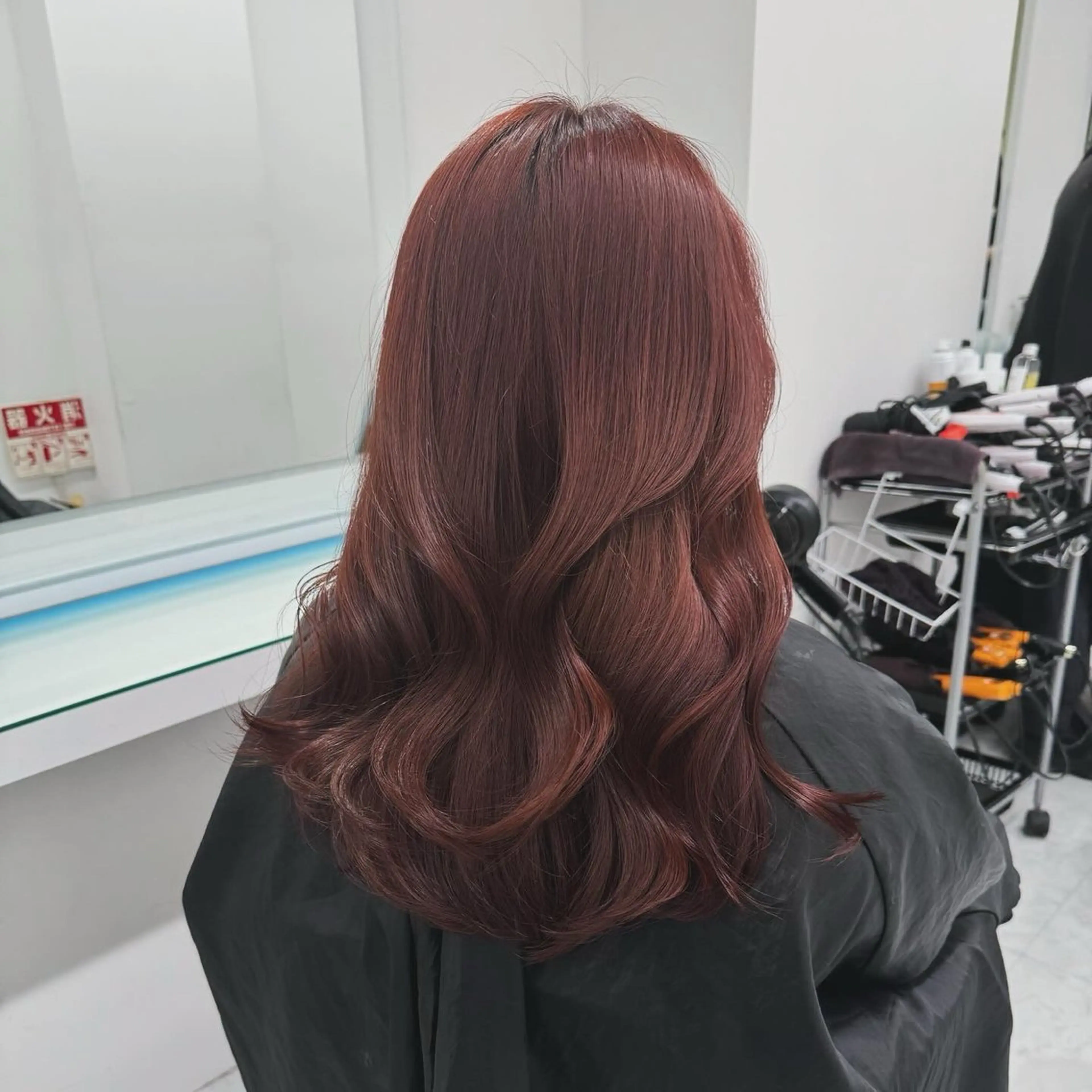 ロング カラー レッドカラー 🥀ワンホン風暖色 カラーRISA🥀のヘアスタイル